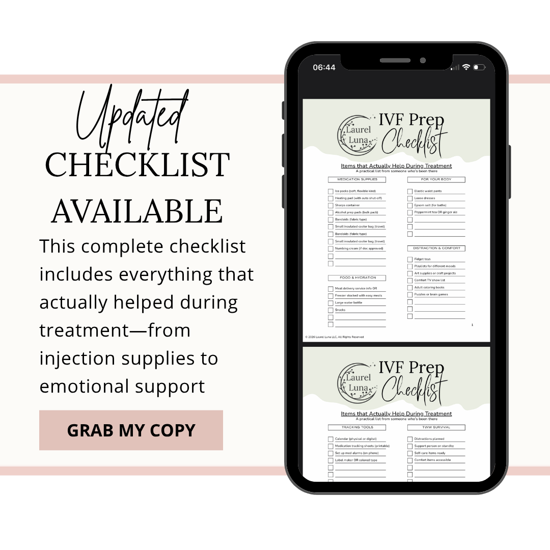 updated checklist text with screenshot of IVF checklist on mobile phone
