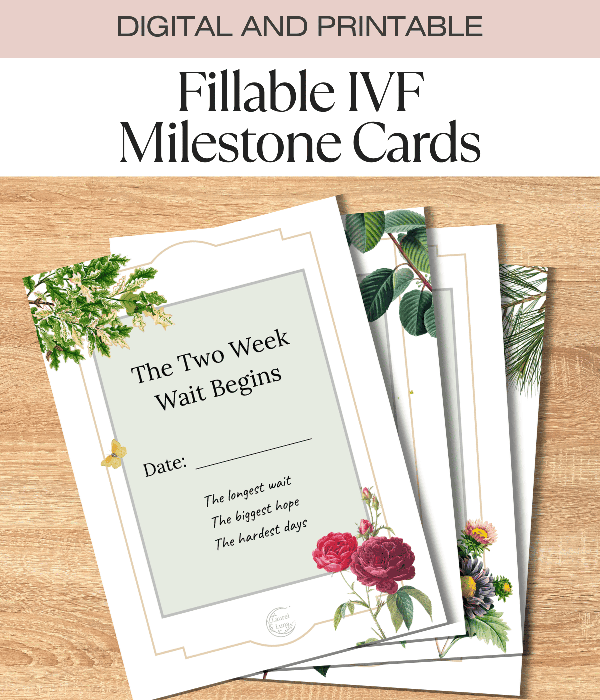 Infertility and IVF Fillable Milestone Cards