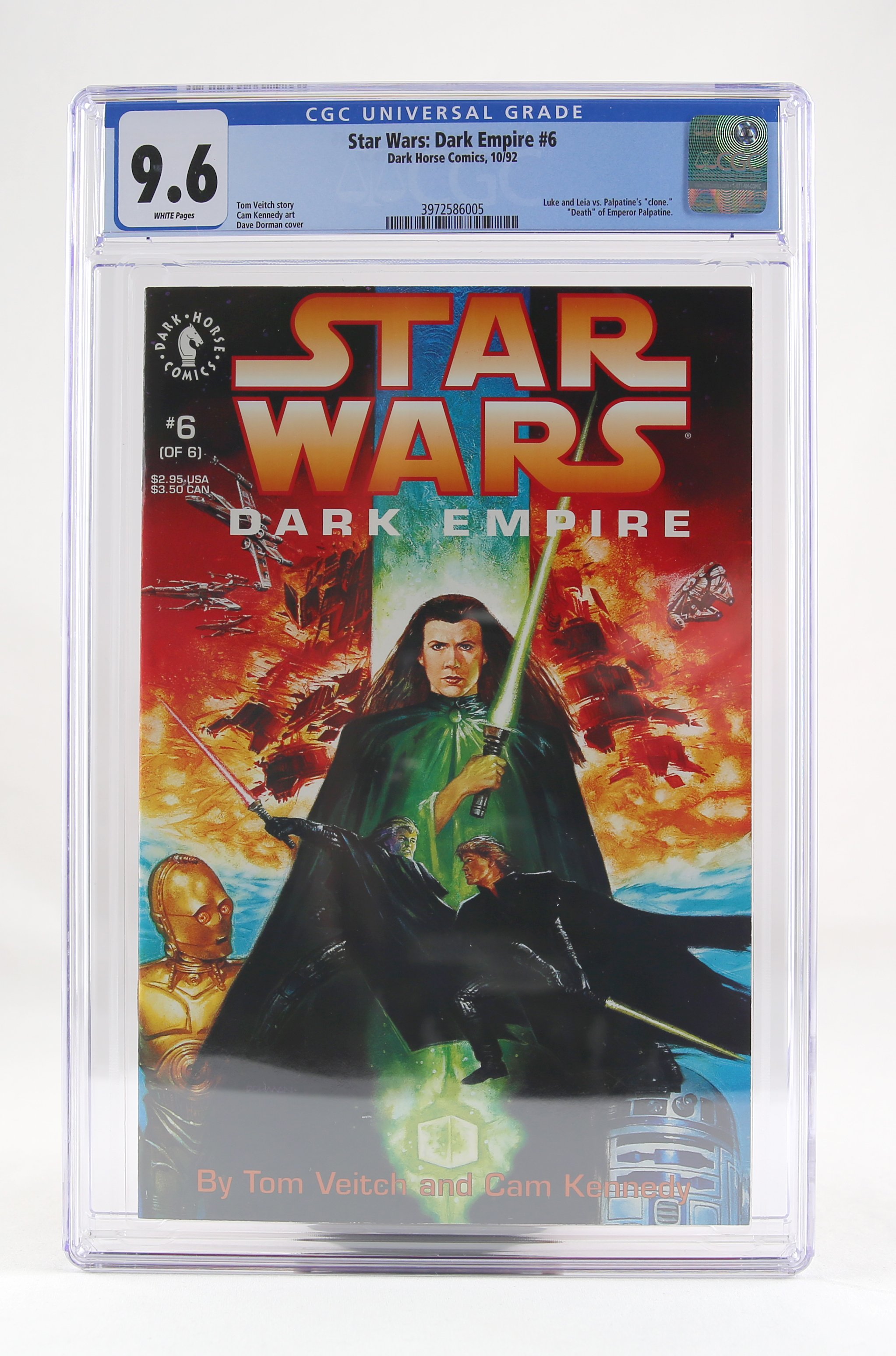1992 Dark Horse Star Wars Comic Dark Empire #6 CGC 9.6 WP