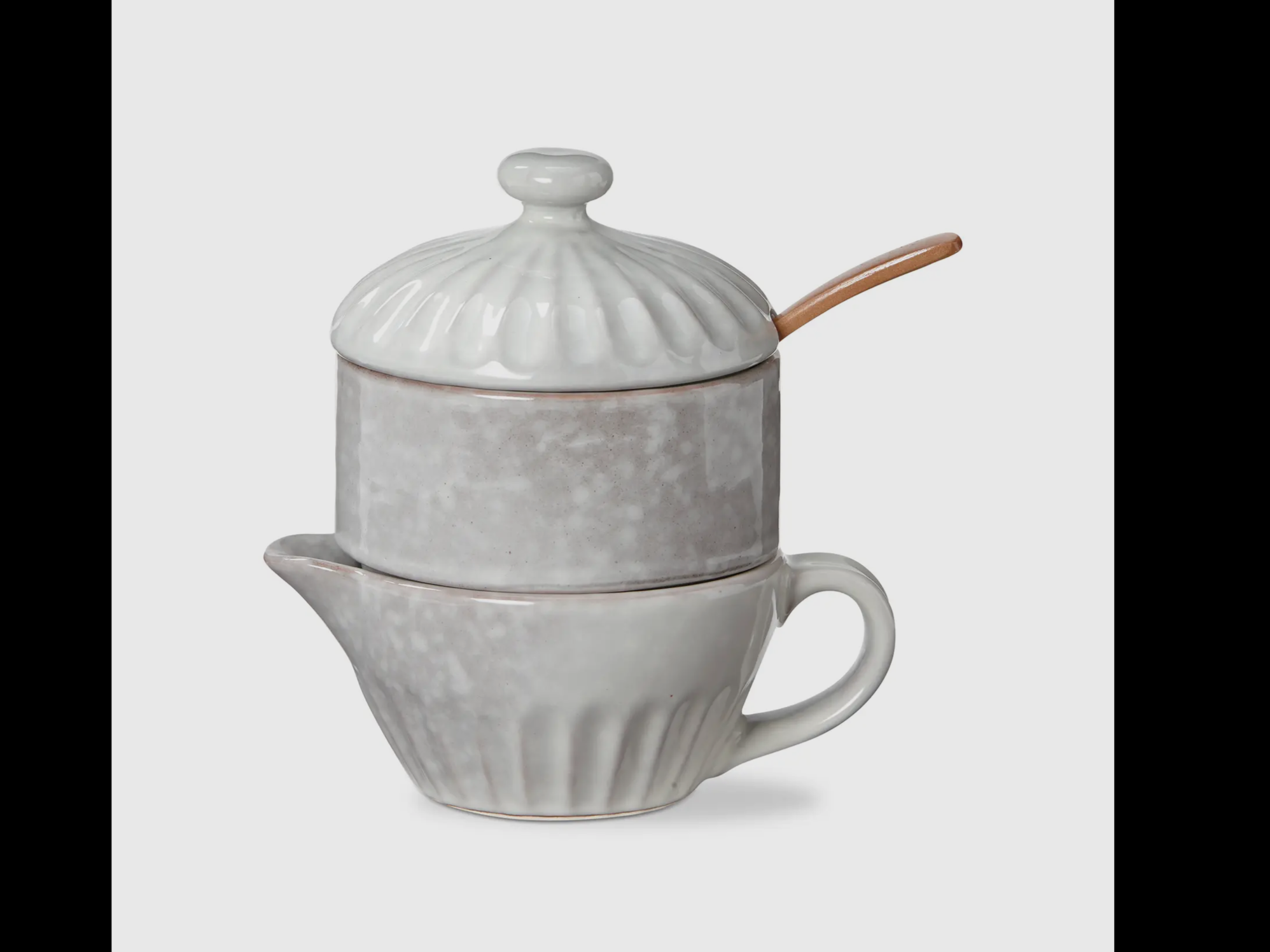 Gray Cream and Sugar Set