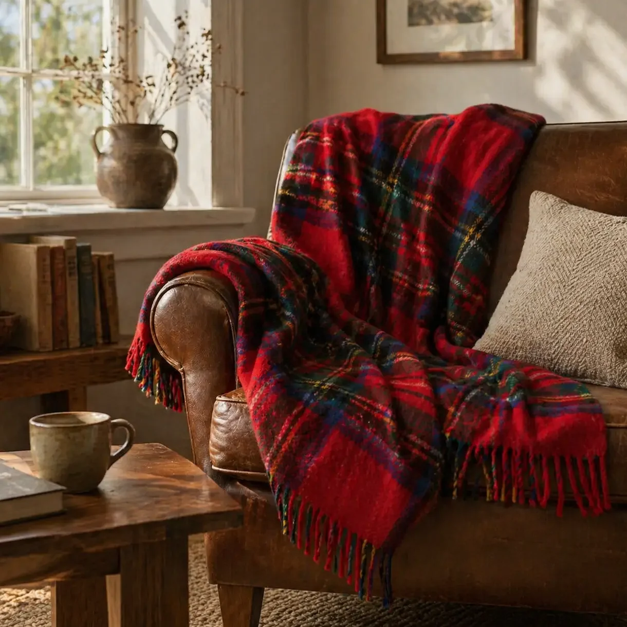Royal Stewart Tartan Tweed Wool Blanket