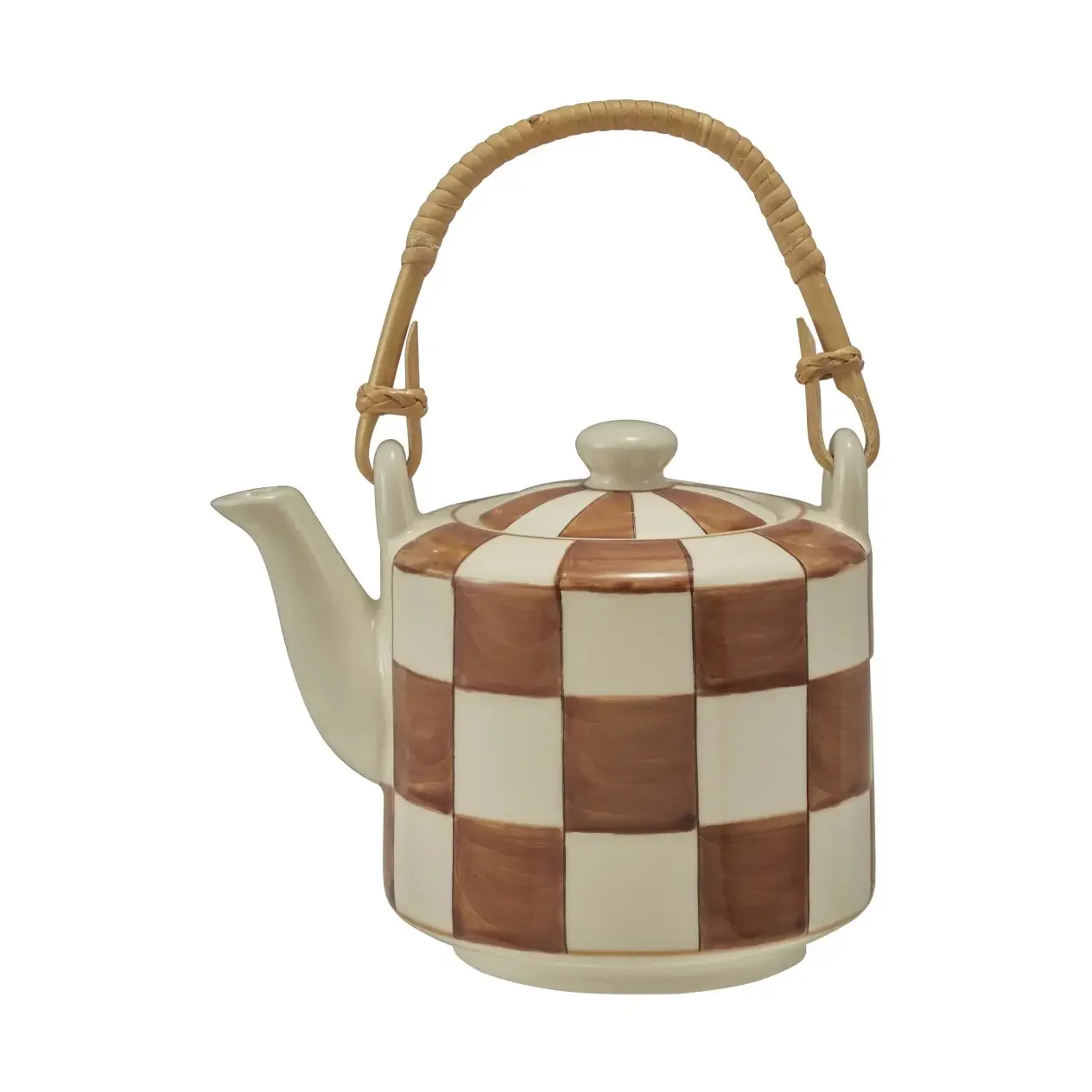 Stoneware Teapot Checkered Tea Pot