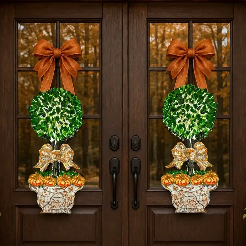 Pumpkin Topiary Door Hanger
