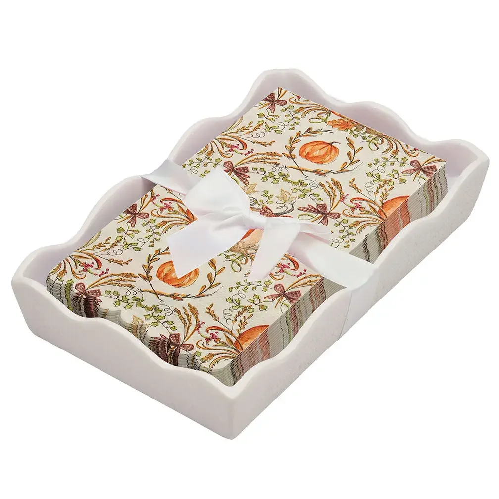 Turkey & Gourds Ceramic Napkin Tray