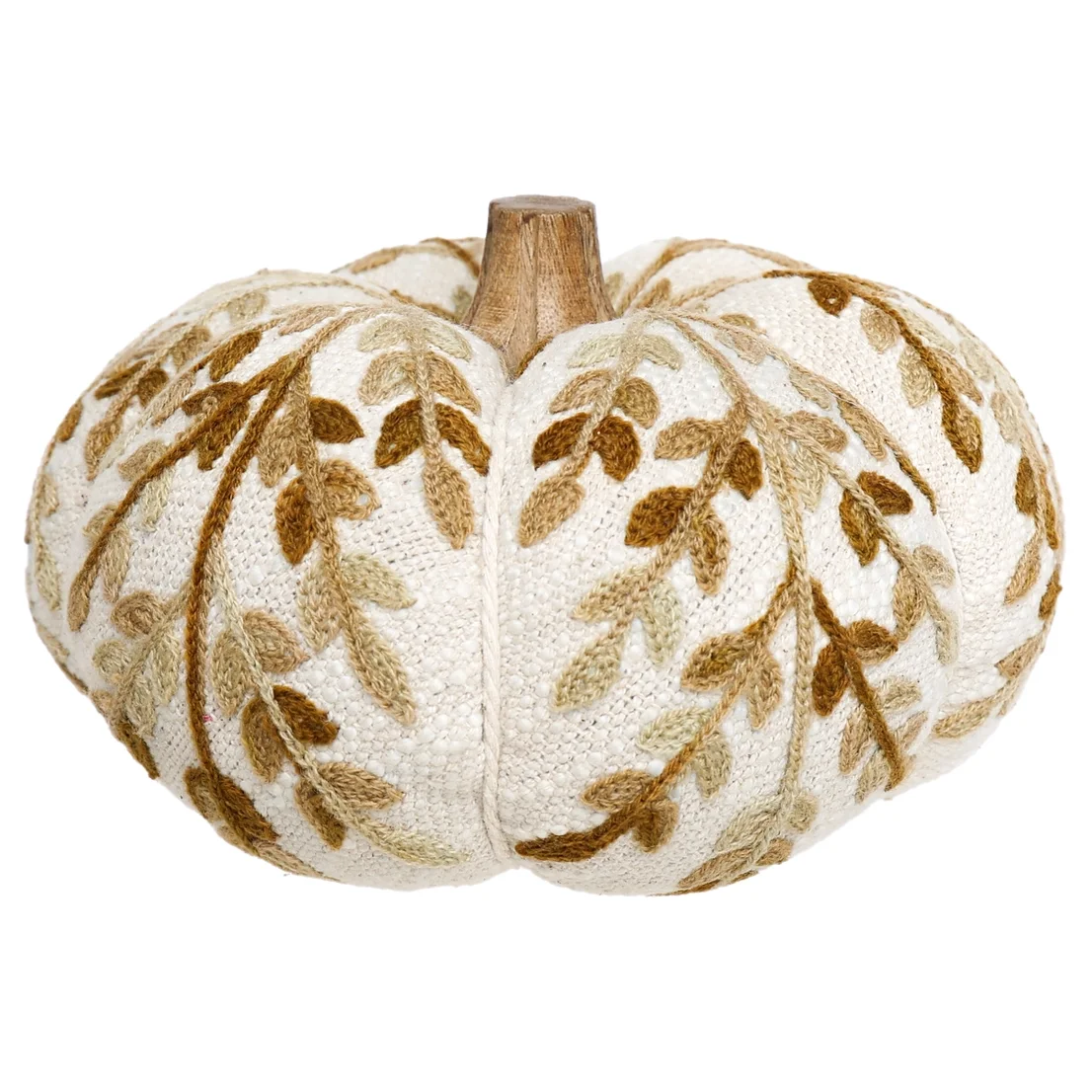 Tan Leaf Embroidered Pumpkin