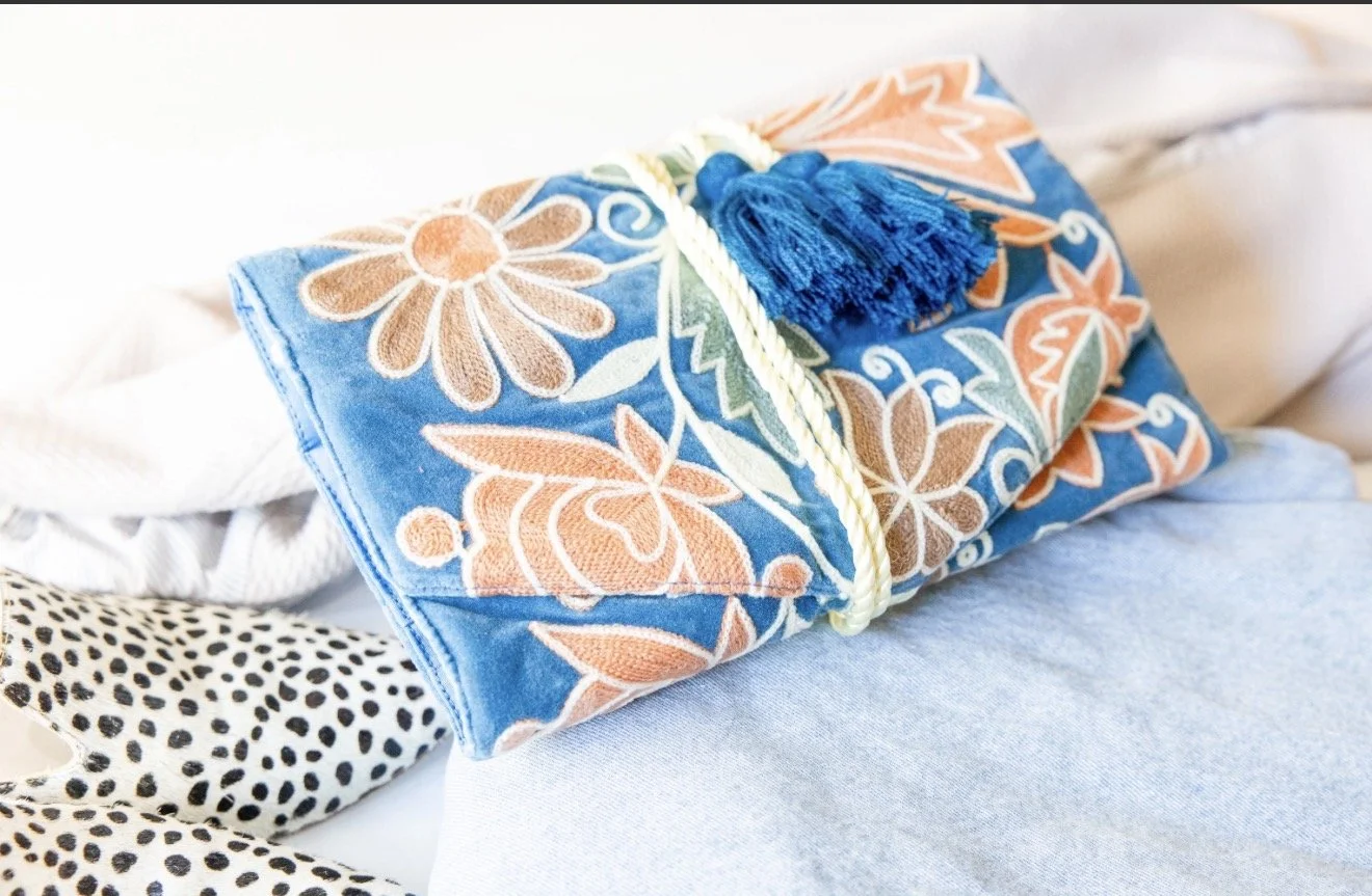 Embroidered Velvet Jewelry Organizer