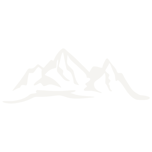 Simple white outline of mountains on a black background.