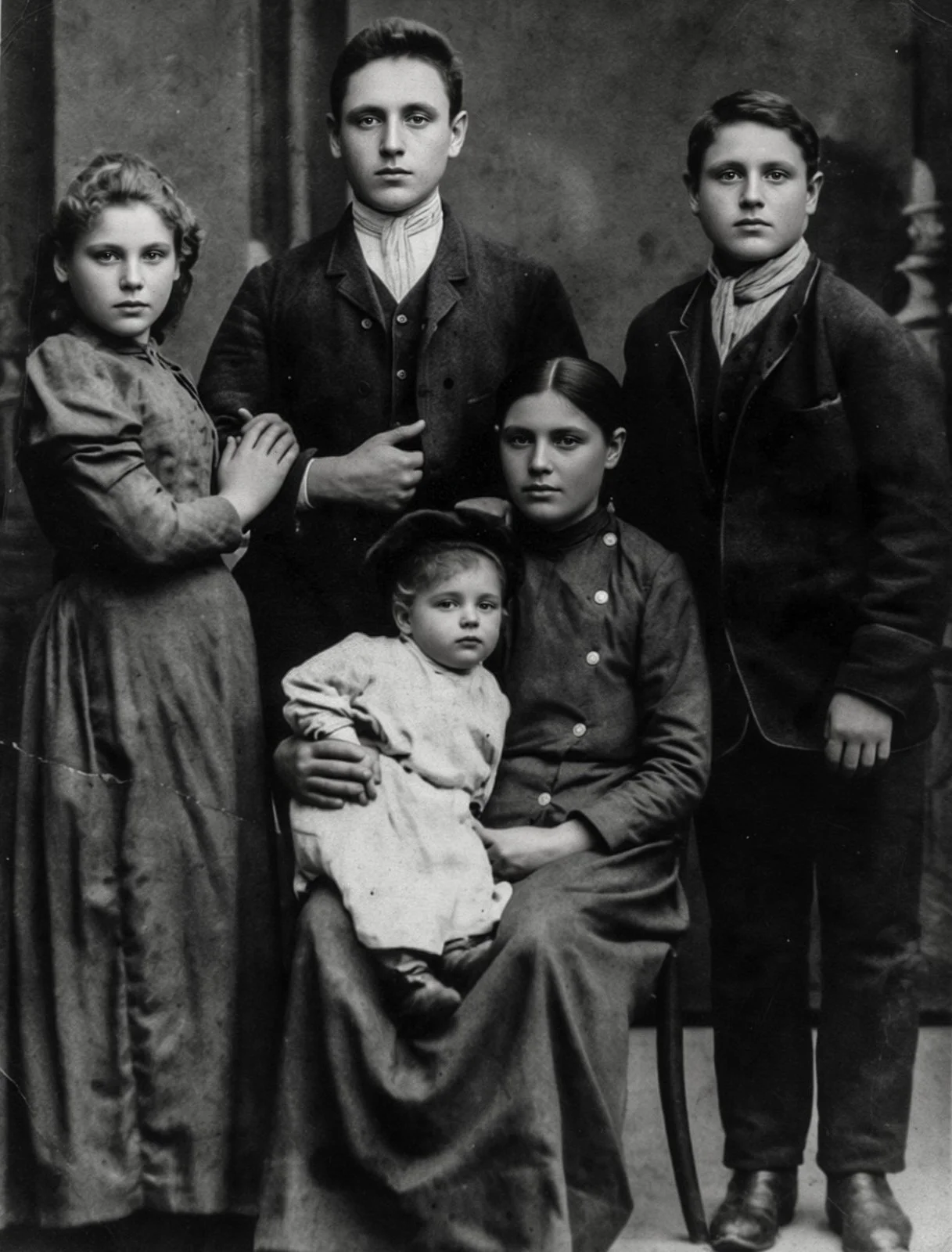 My great grandmother, Liebe Bernstein with (L-R) Pauline, David, Jack and baby Jechiel
