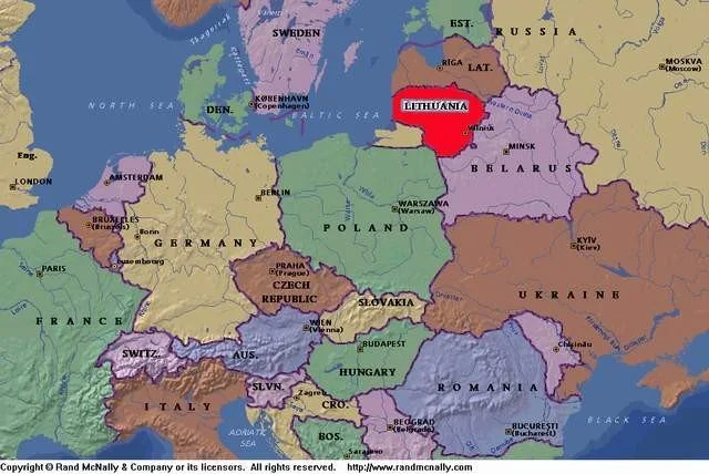 Lithuania  today- on the border of Russia and Europe