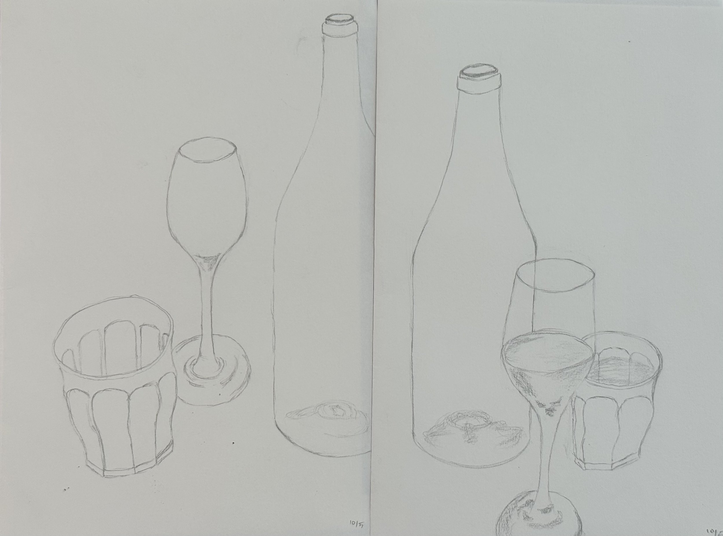 Diptych, , 6x9 in. 2023, graphite on paper