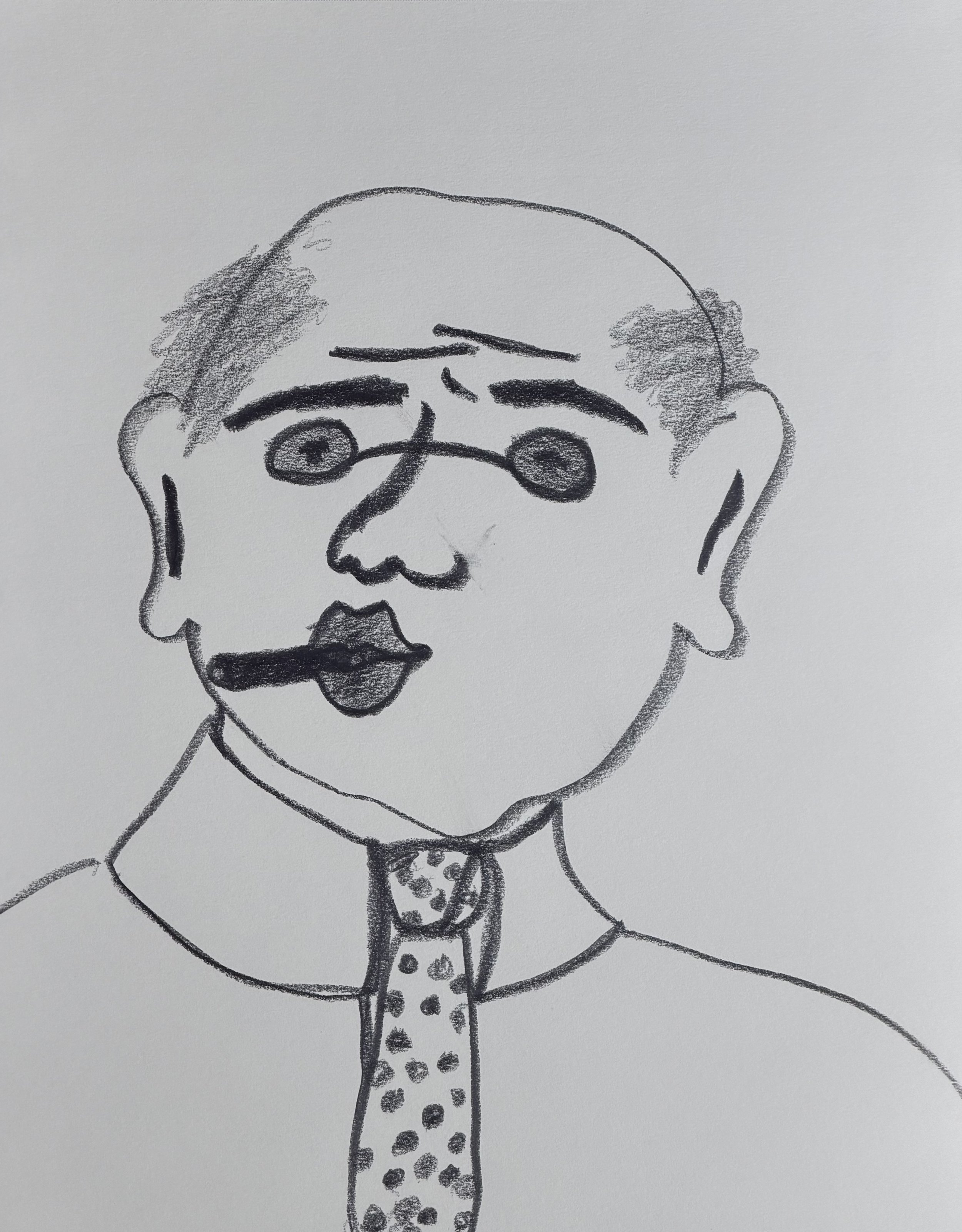 Smoking Uncle, graphite on paper, 14x11 inches, 2026