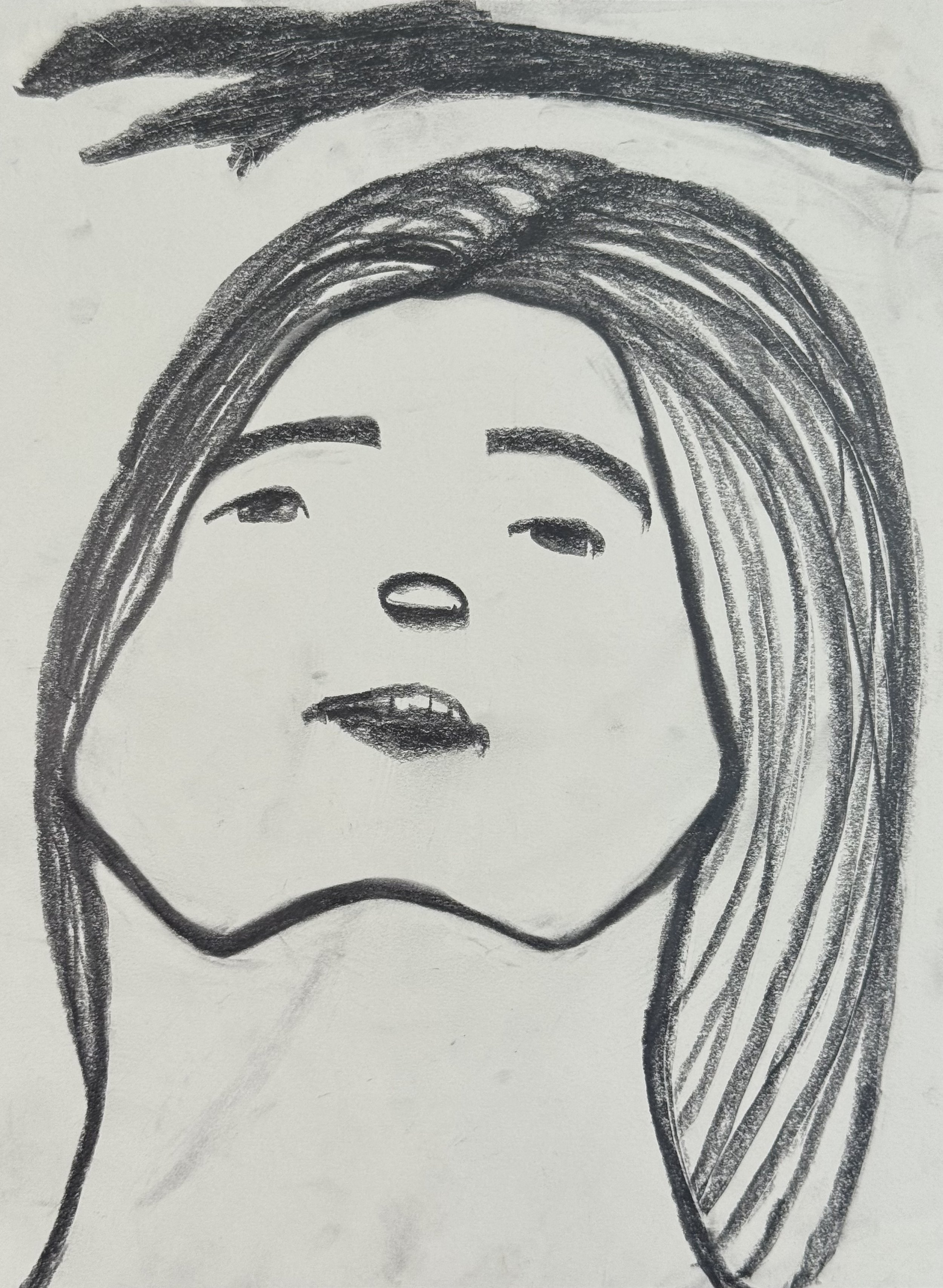 Bird Watcher, 9x12 in. 2025, graphite on paper