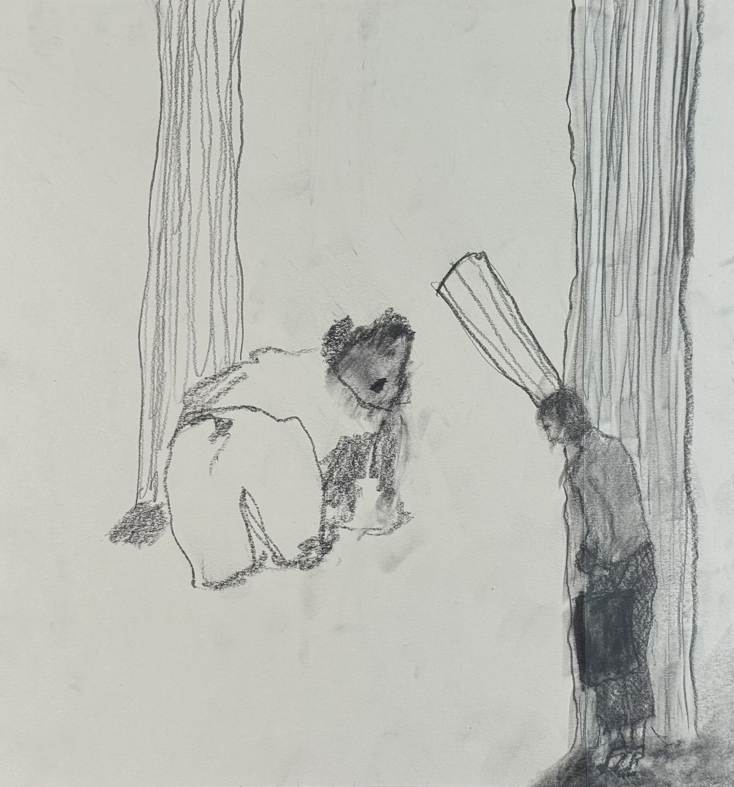 Chef Sees Bear, 11x12 in. 2024, graphite on paper