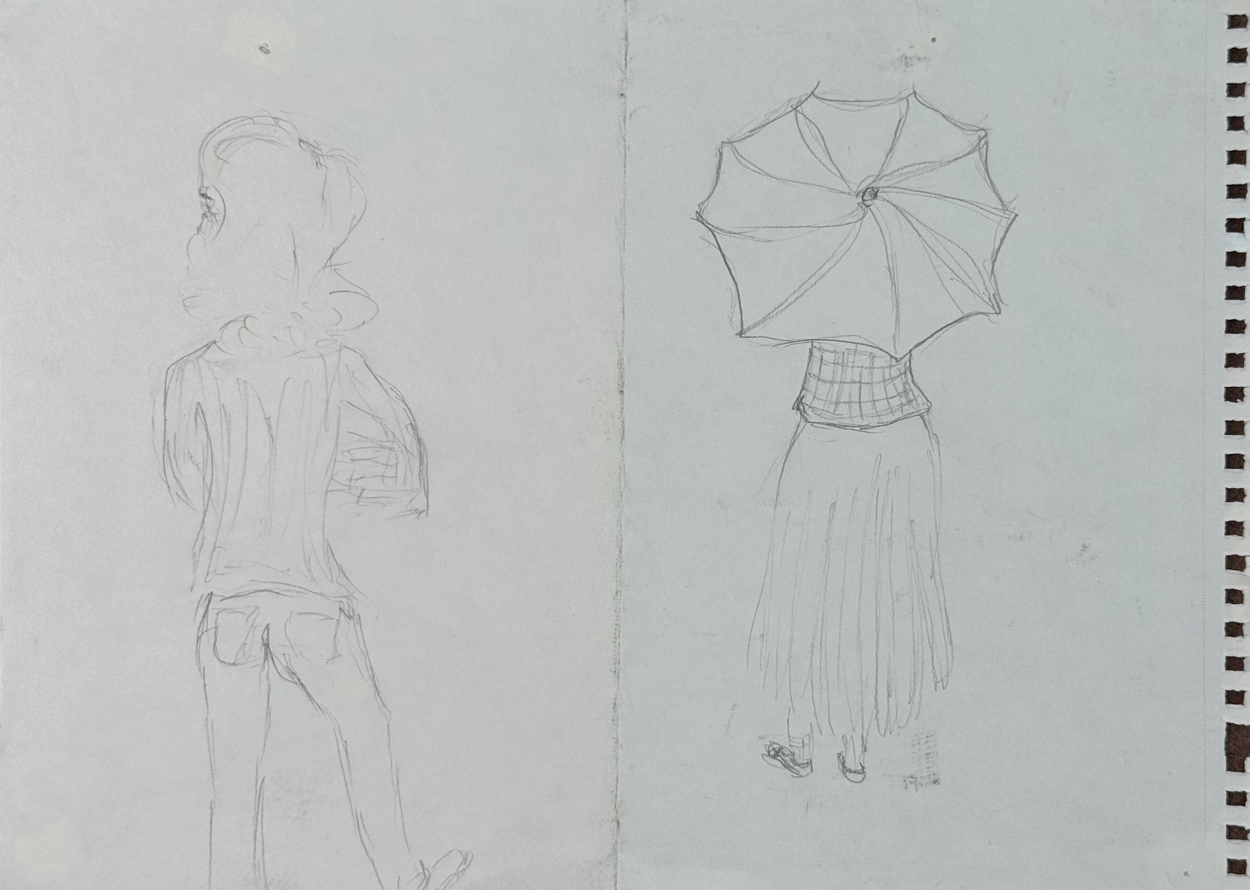 From Behind, 9x12 in. 2023, graphite on paper