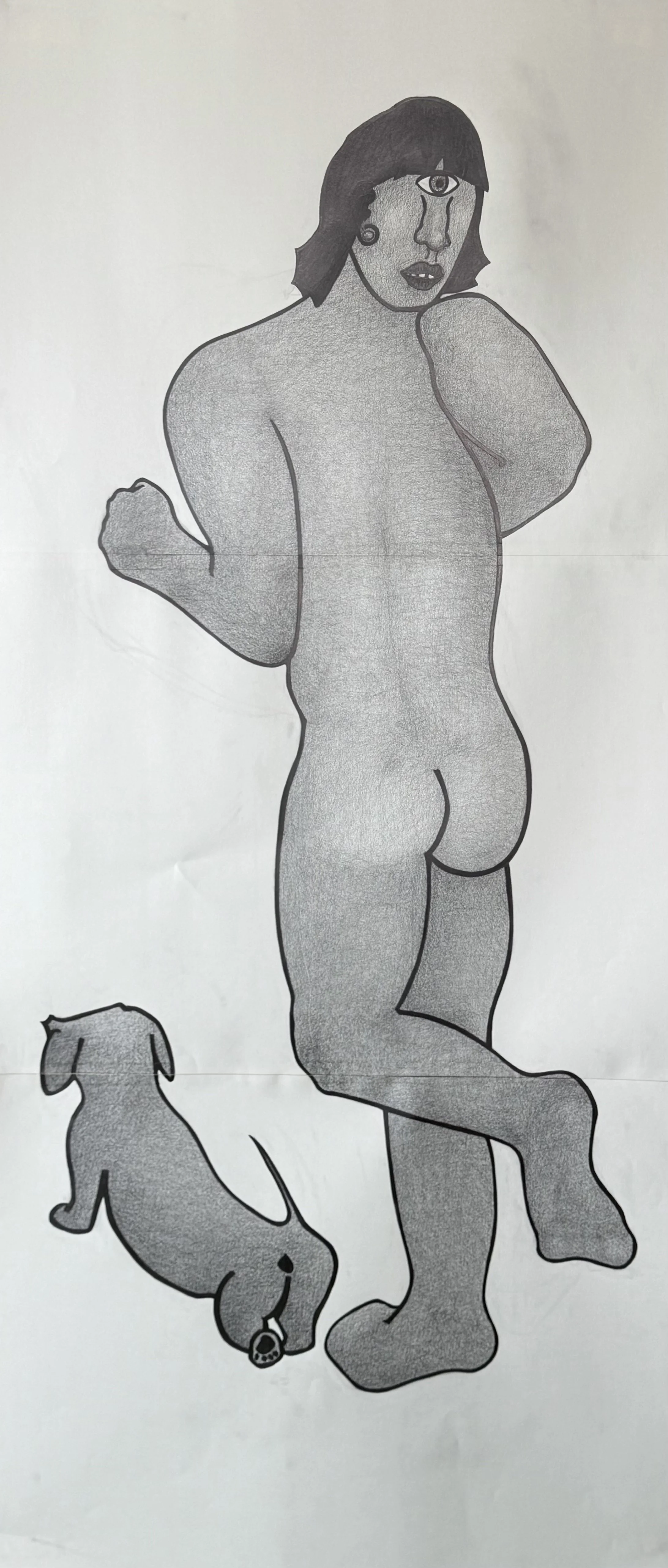 Partners, graphite on paper, 54x24 inches, 2026
