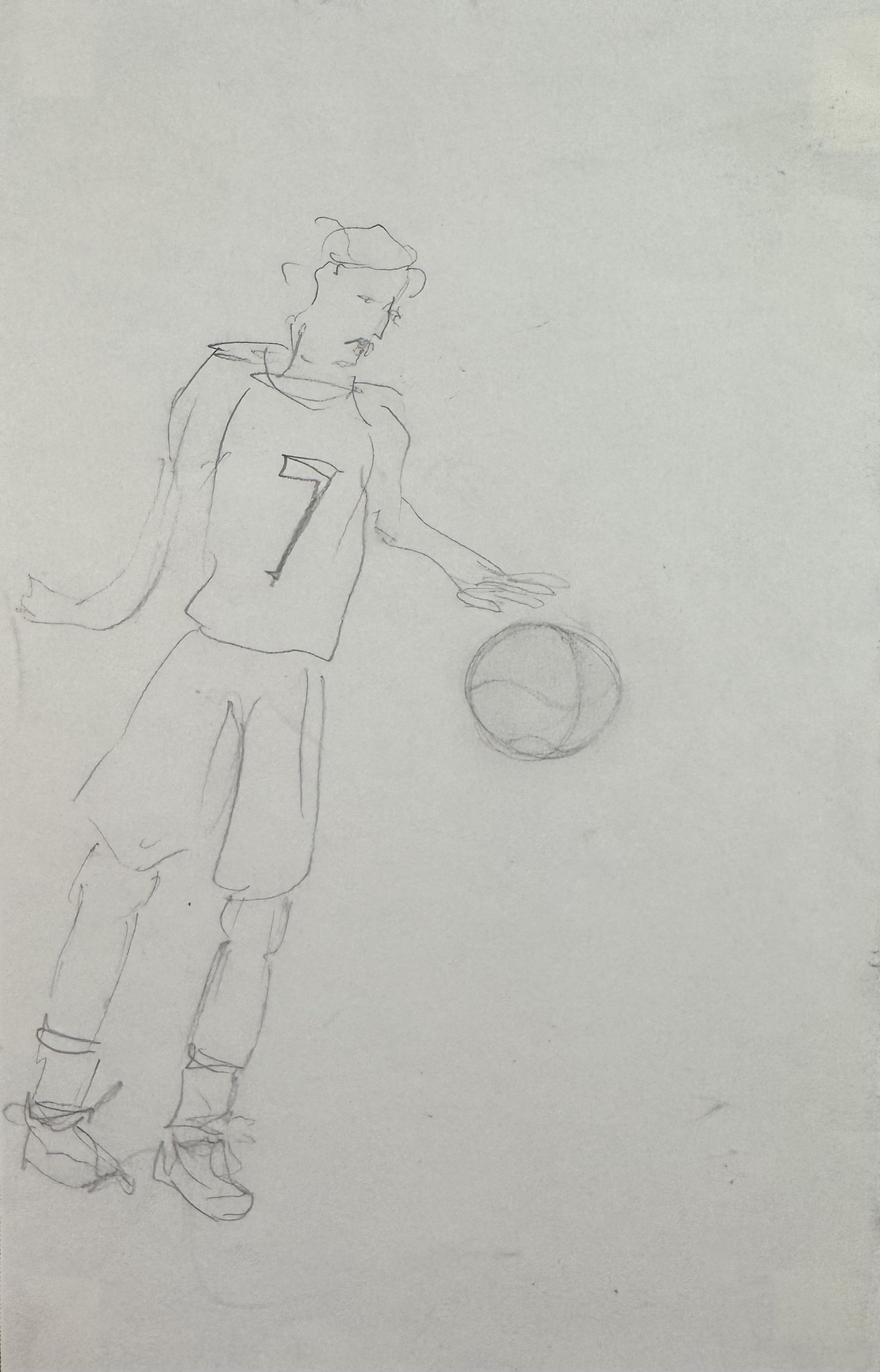 Basketball Player, 6x9 in. 2023, graphite on paper