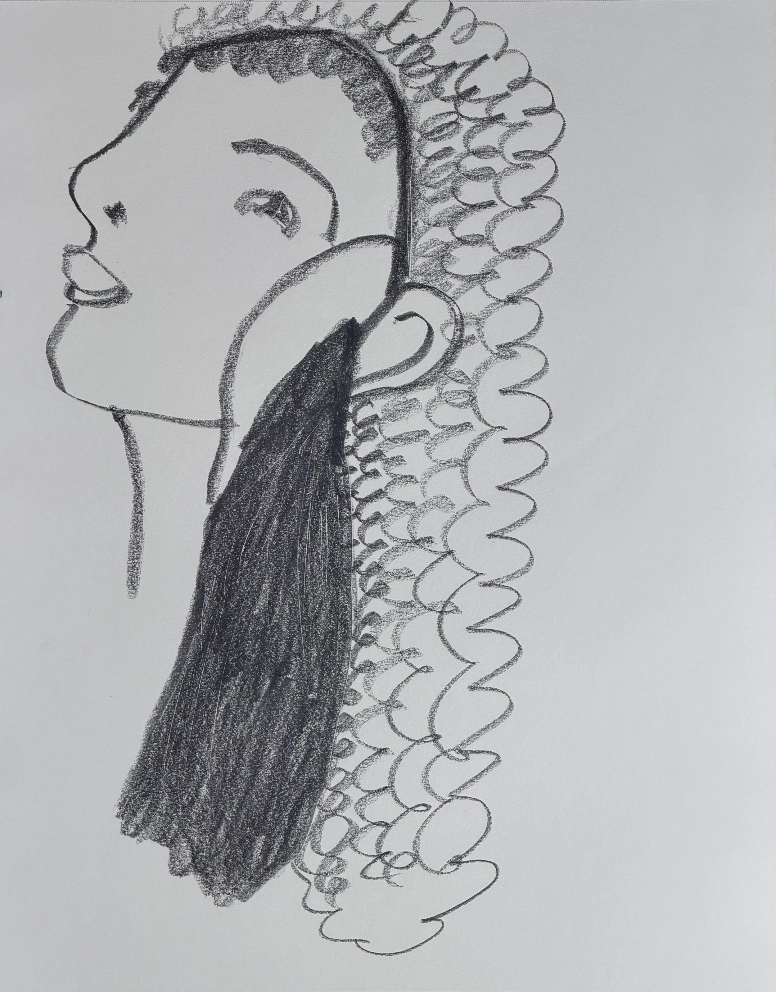 Caryatid, graphite on paper, 14x11 inches, 2026