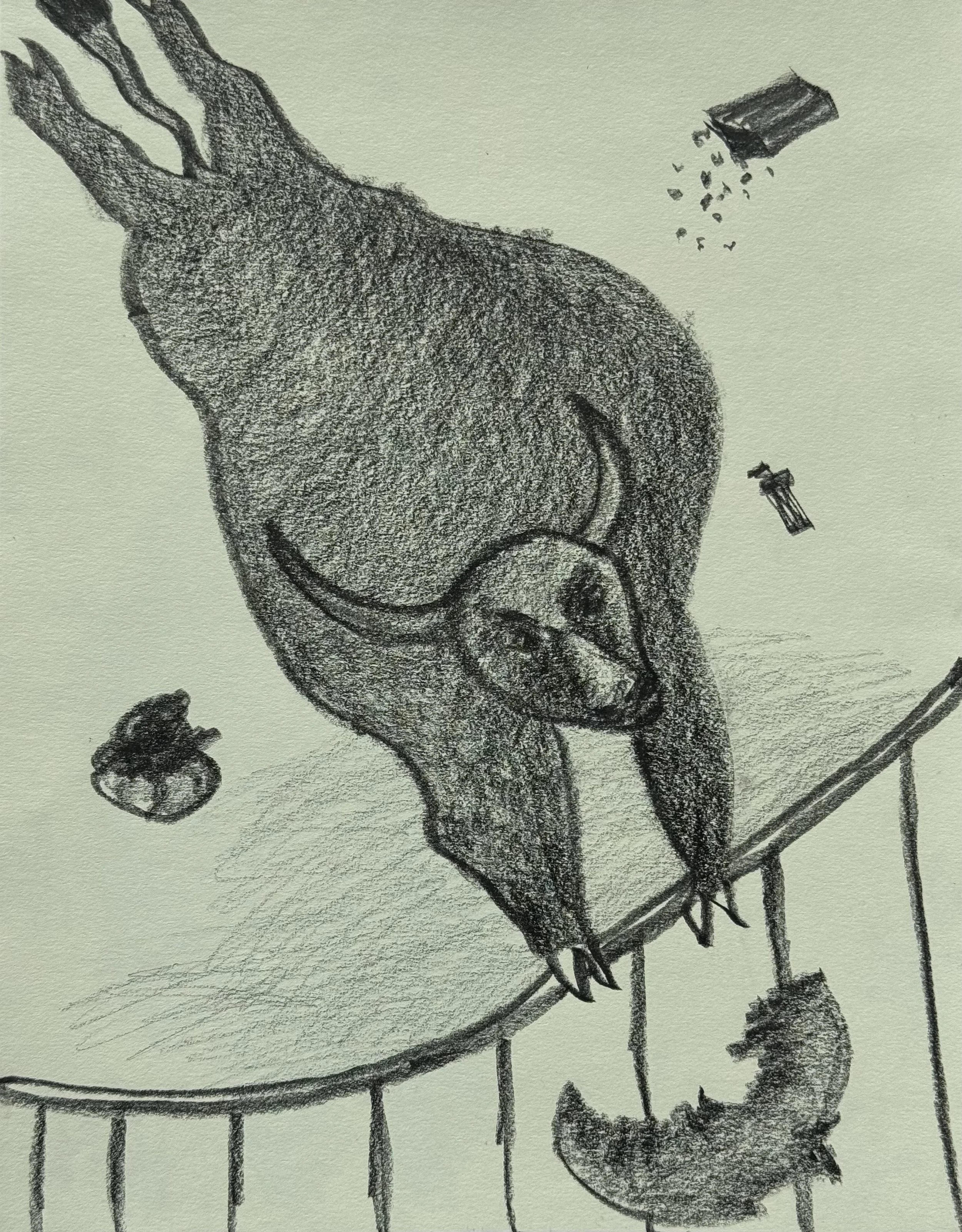 Chicken Run, graphite on paper, 14x11 inches, 2025