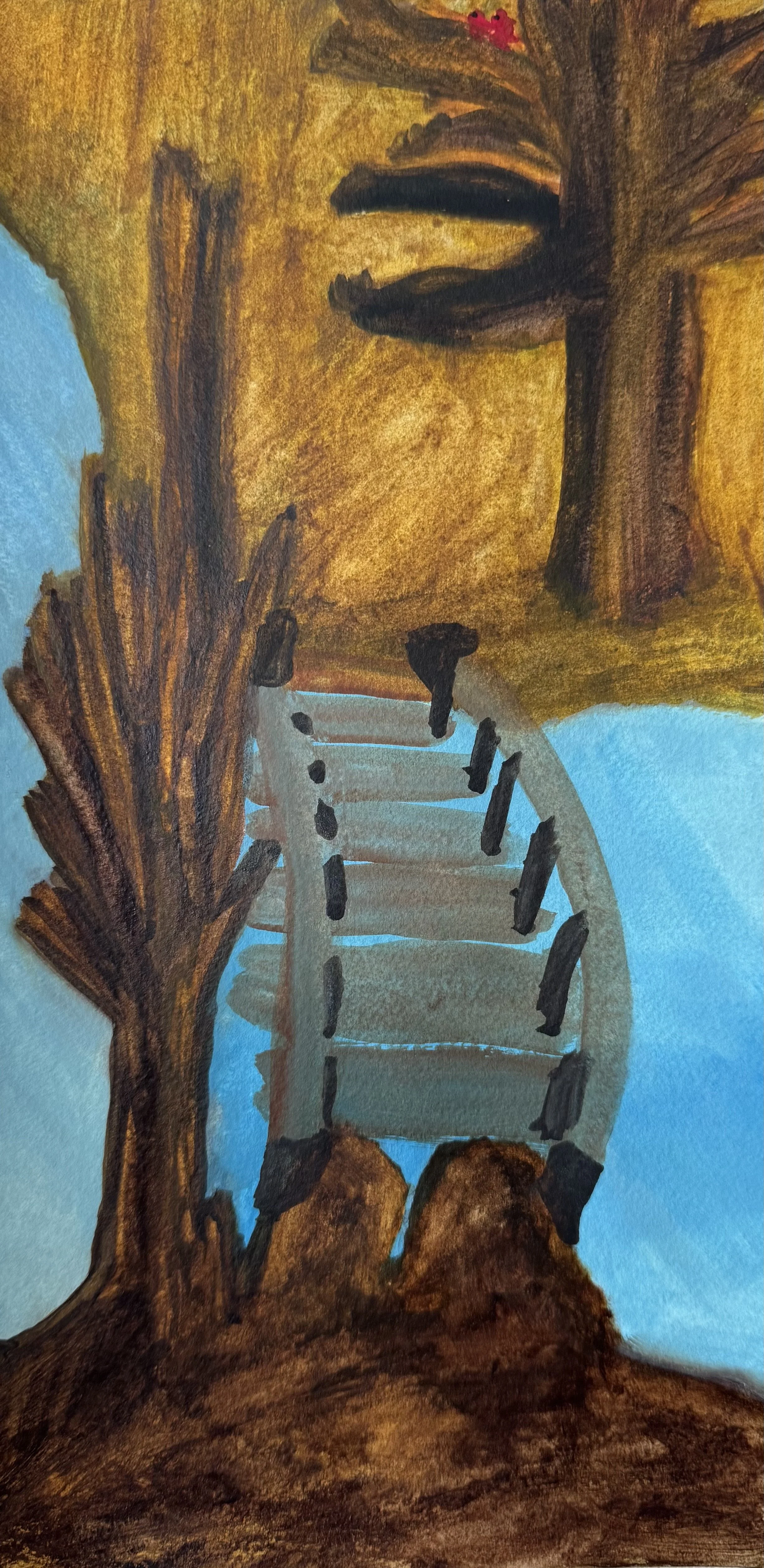 Bridge Between, water color on paper, 6x12inches , 2025