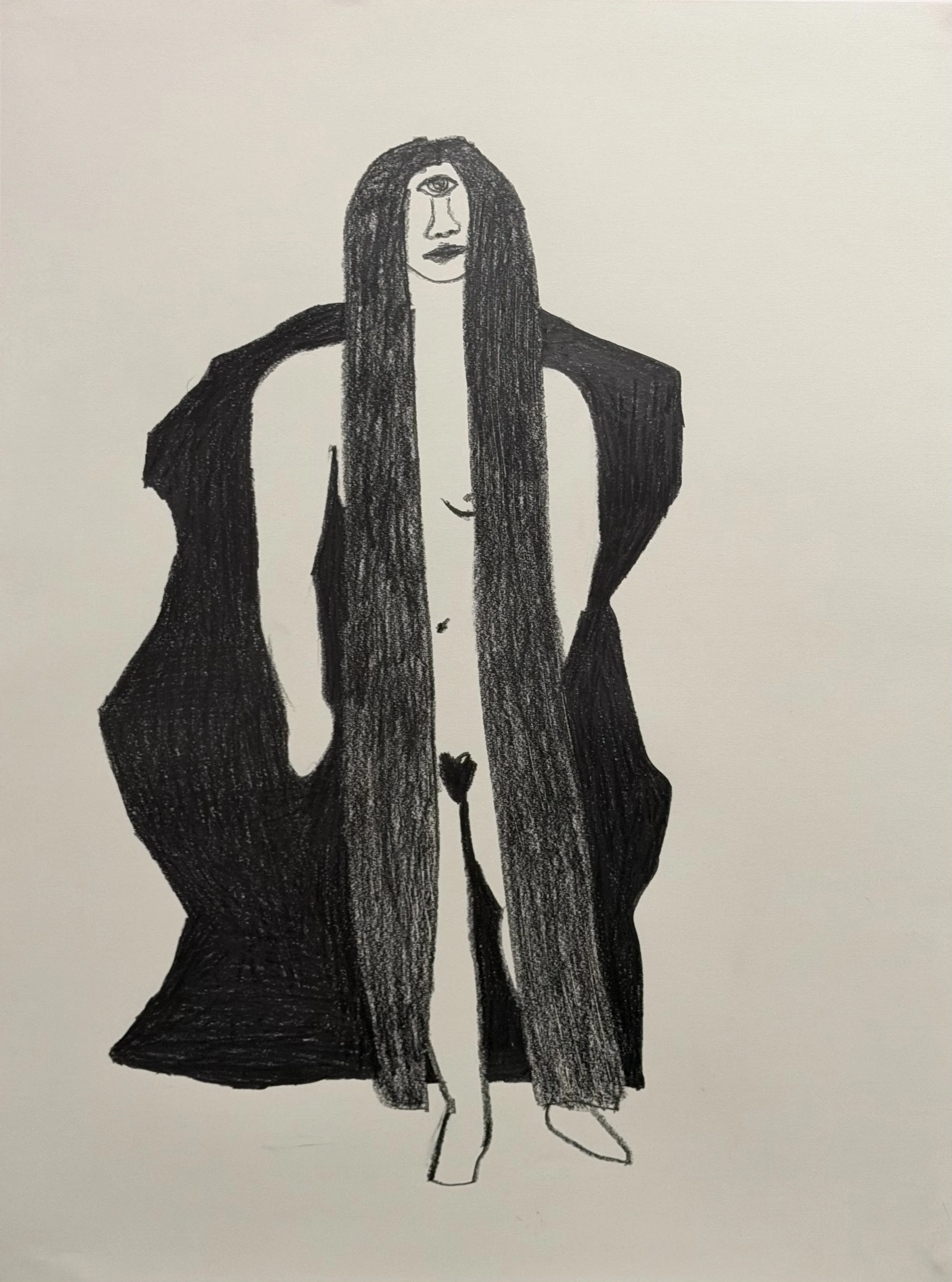 Hermit, graphite on paper, 24x18 inches, 2026
