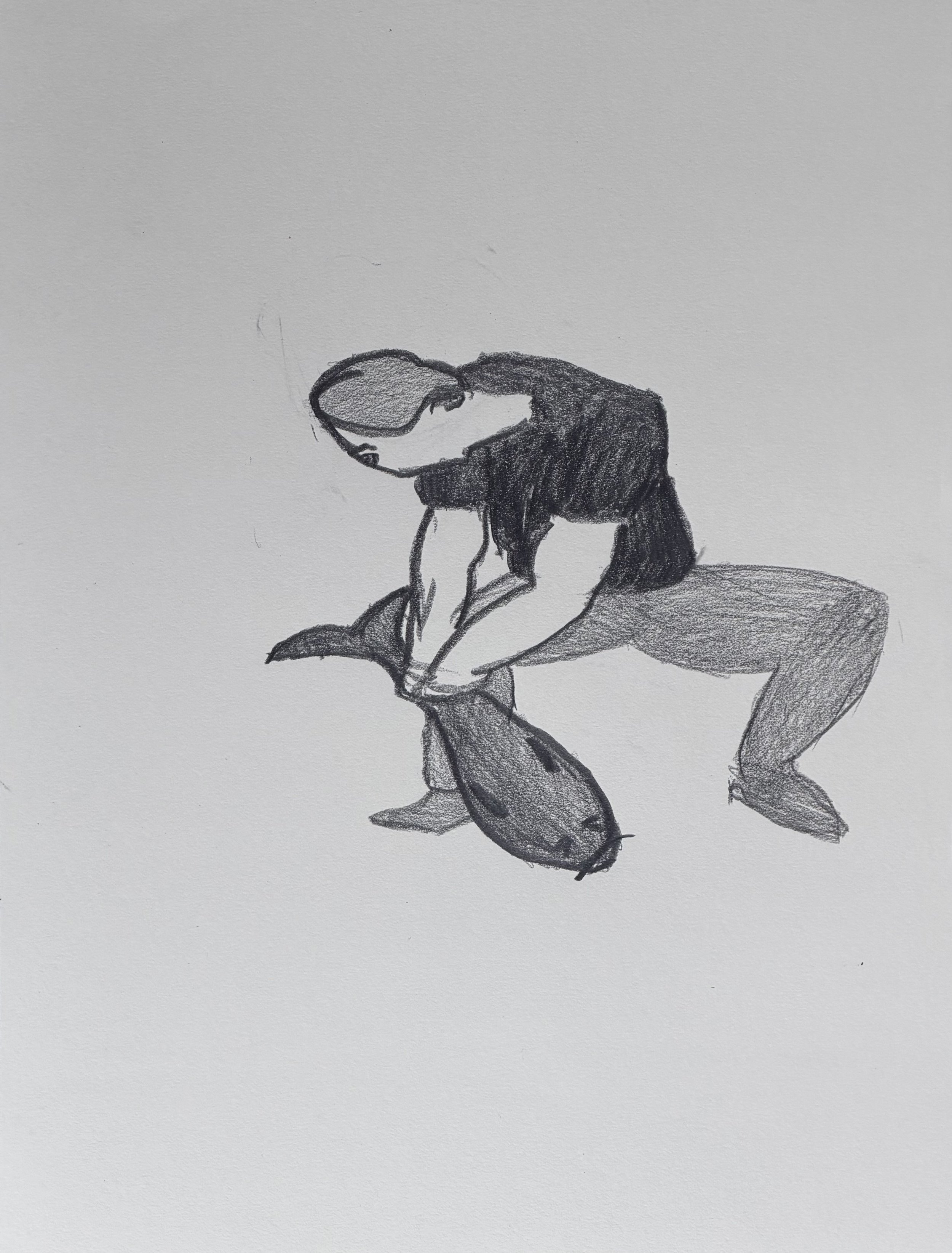 Catch, graphite on paper, 12x9 inches, 2026