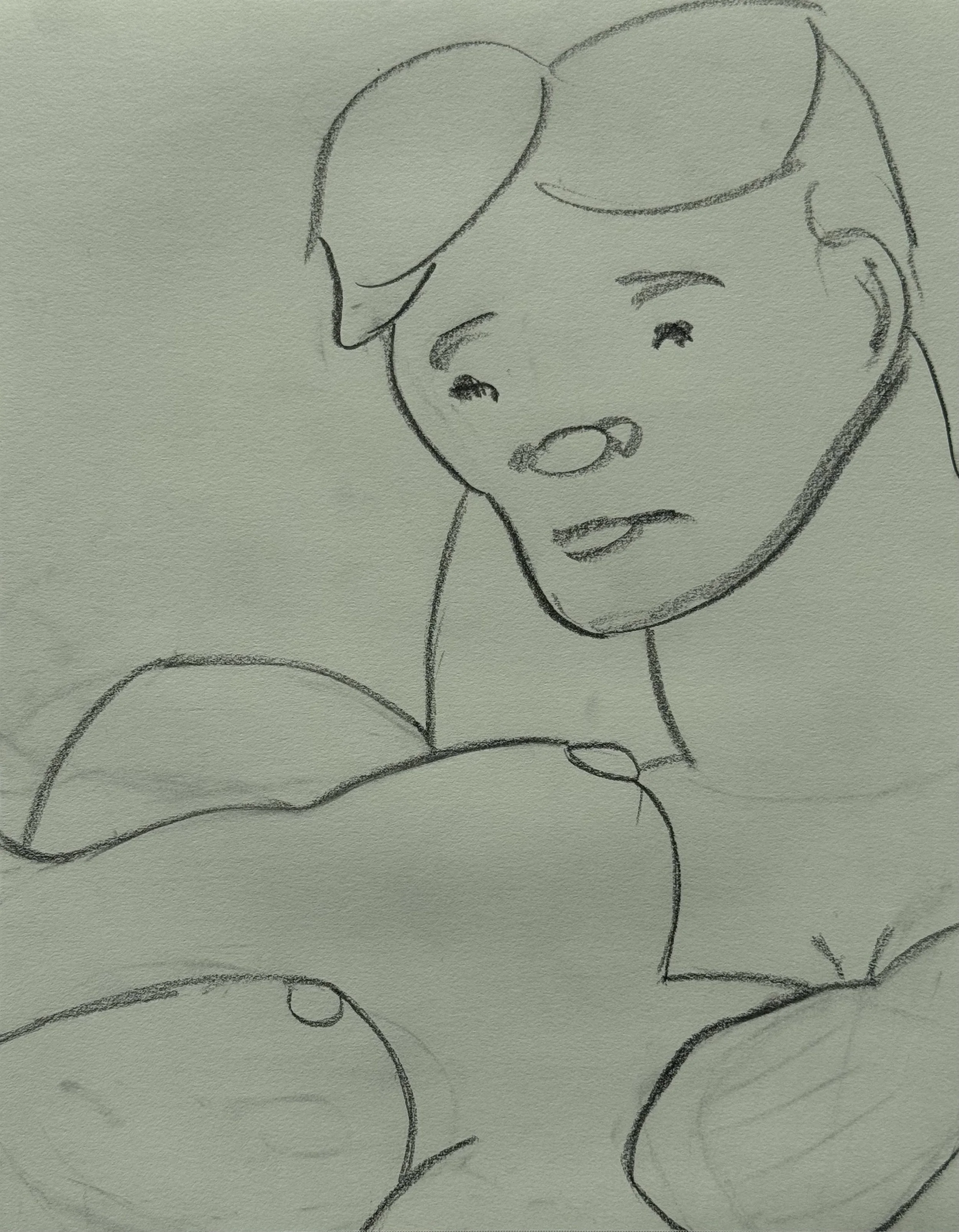 Man and Woman's Breasts, graphite on paper, 14x11 inches, 2025