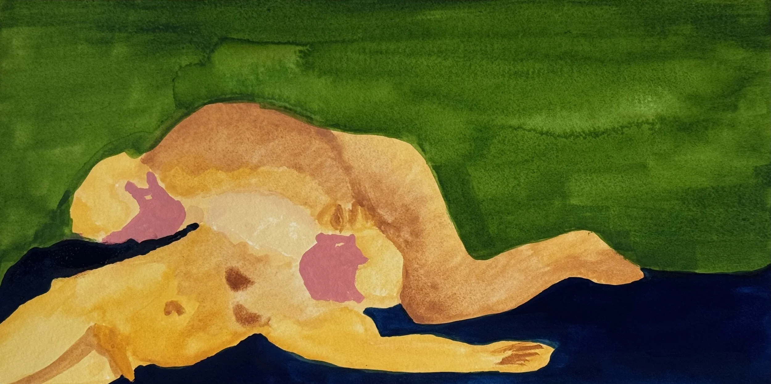 Brothers, water color on paper, 4x8 inches, 2025