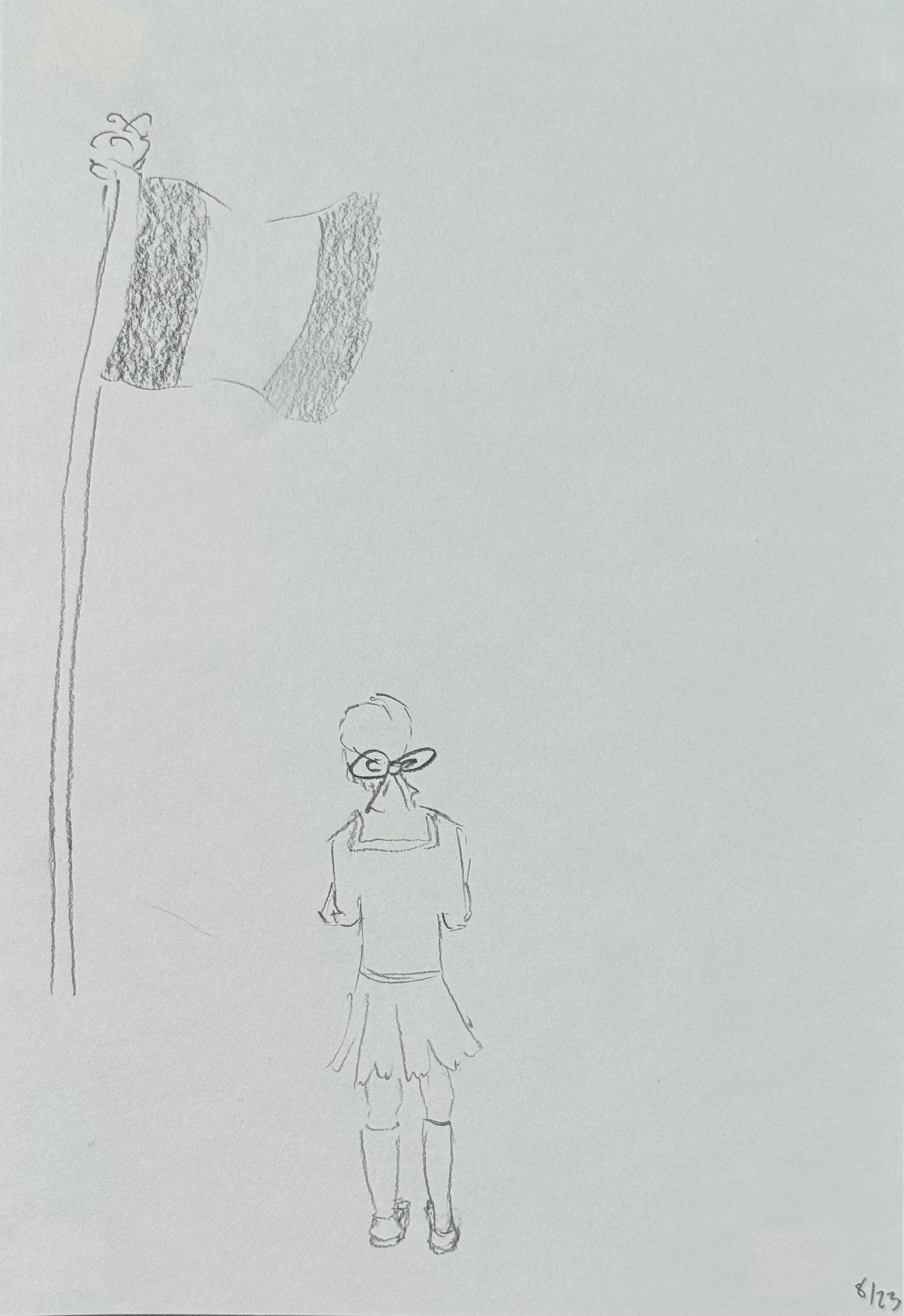 Une Fille Française, 6x9 in. 2023, graphite on paper