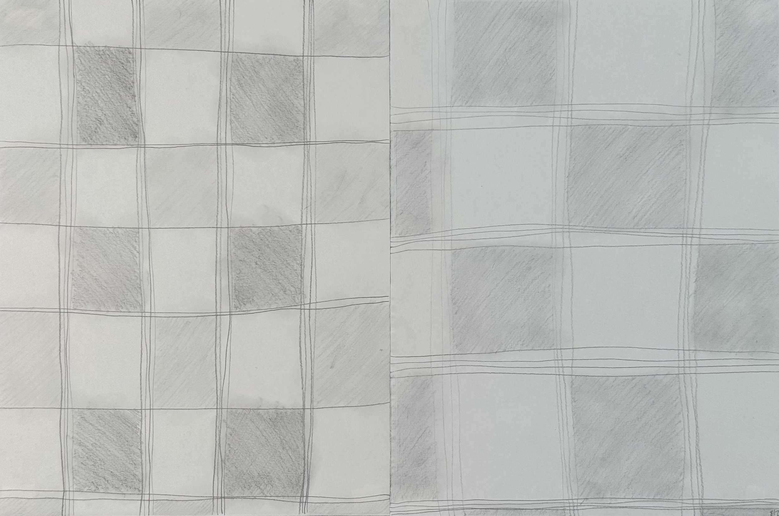 Diptych, 9x12 in. 2023, graphite on paper