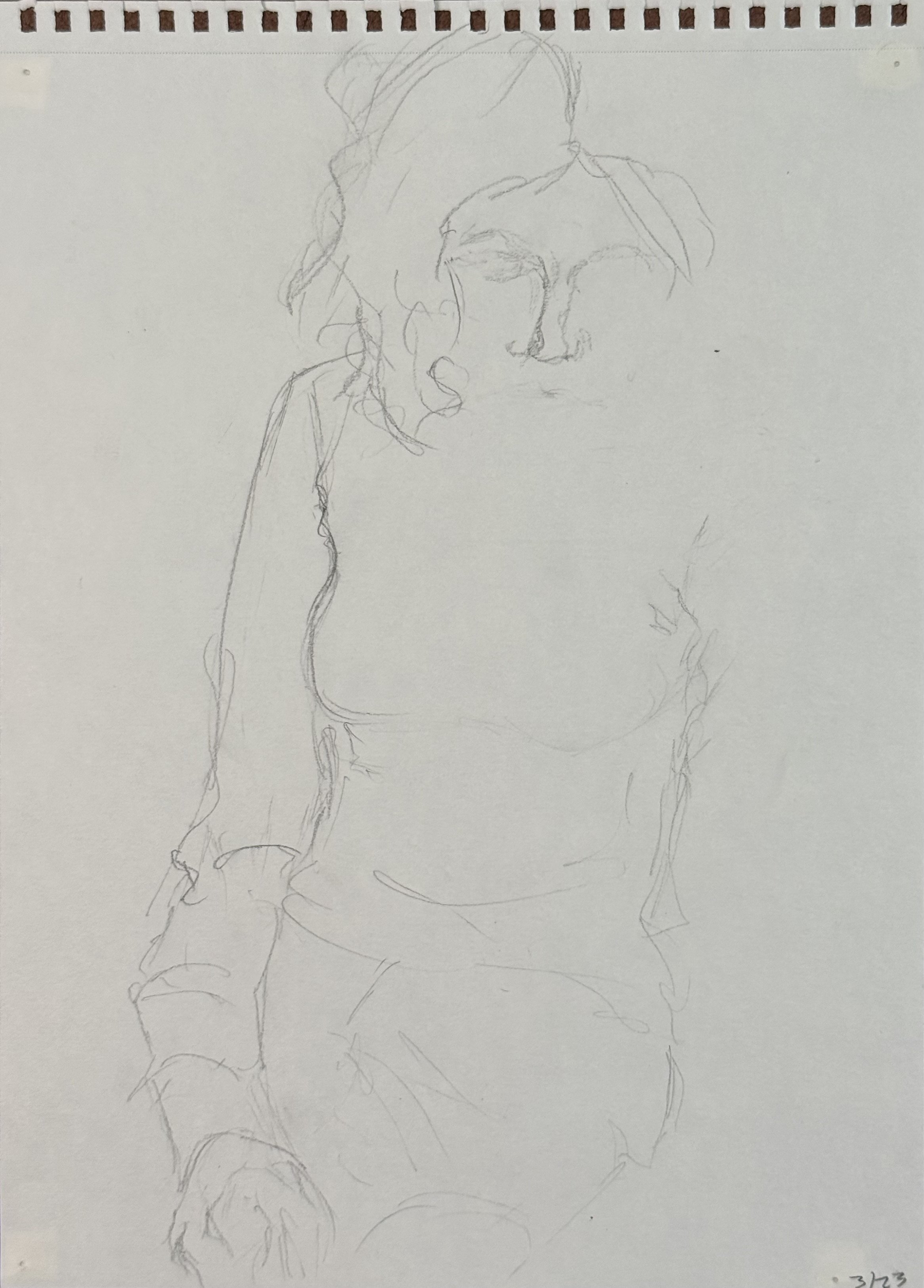 Self Portrait, 9x12 in. 2023, graphite on paper