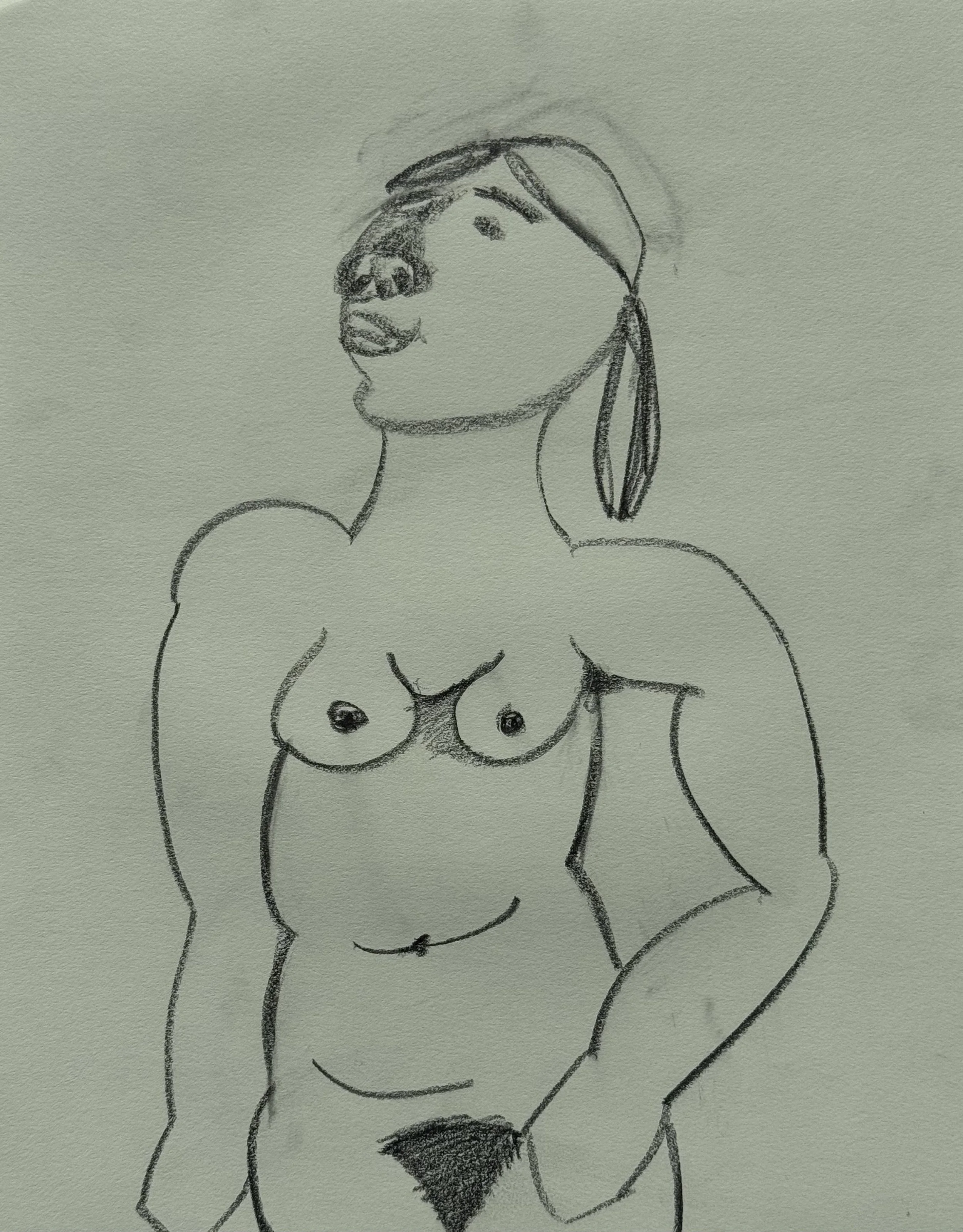 Hand Upon Hip, graphite on paper, 14x11 inches, 2025