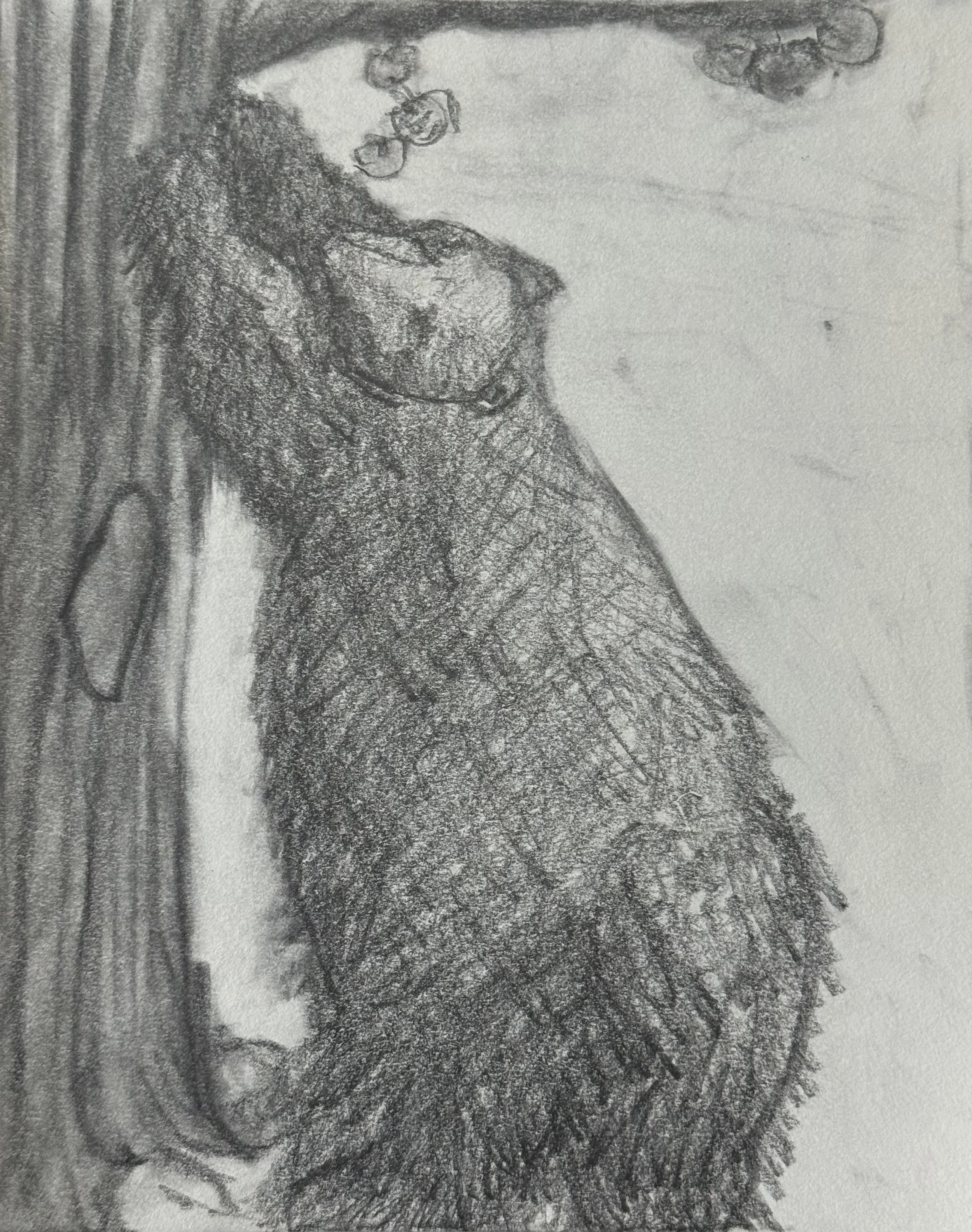 Bear Eating from the Apple Tree, 8x10 in. 2025, graphite on paper