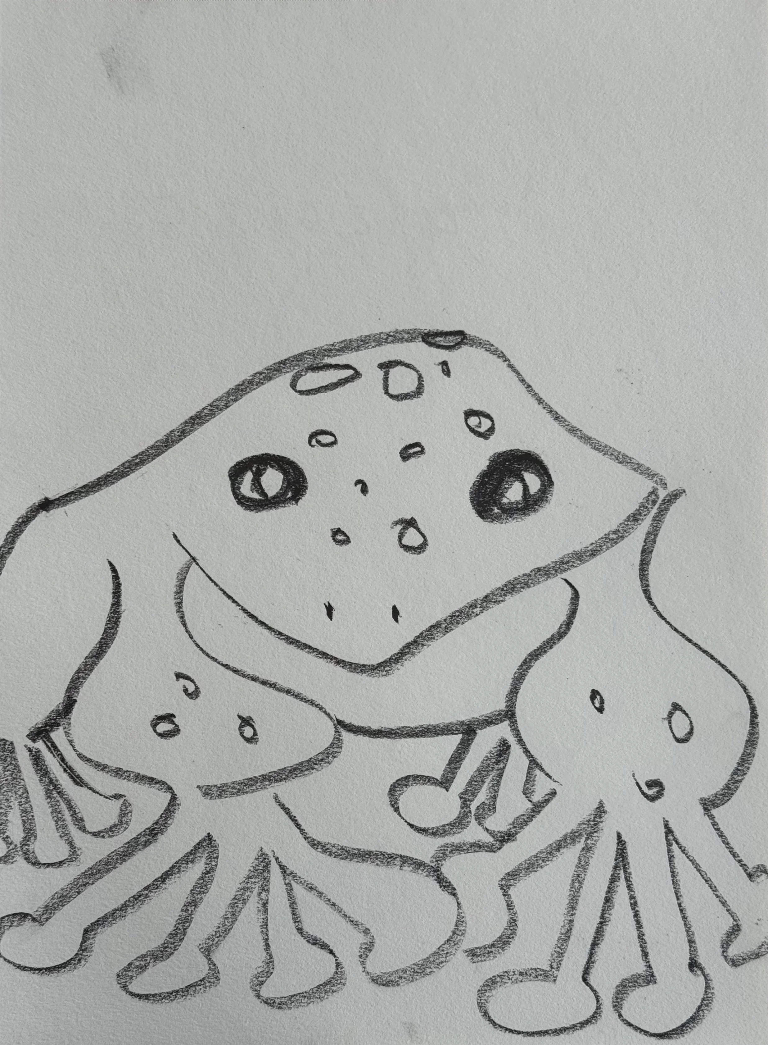 Frog, 9x11 in. 2025, graphite on paper
