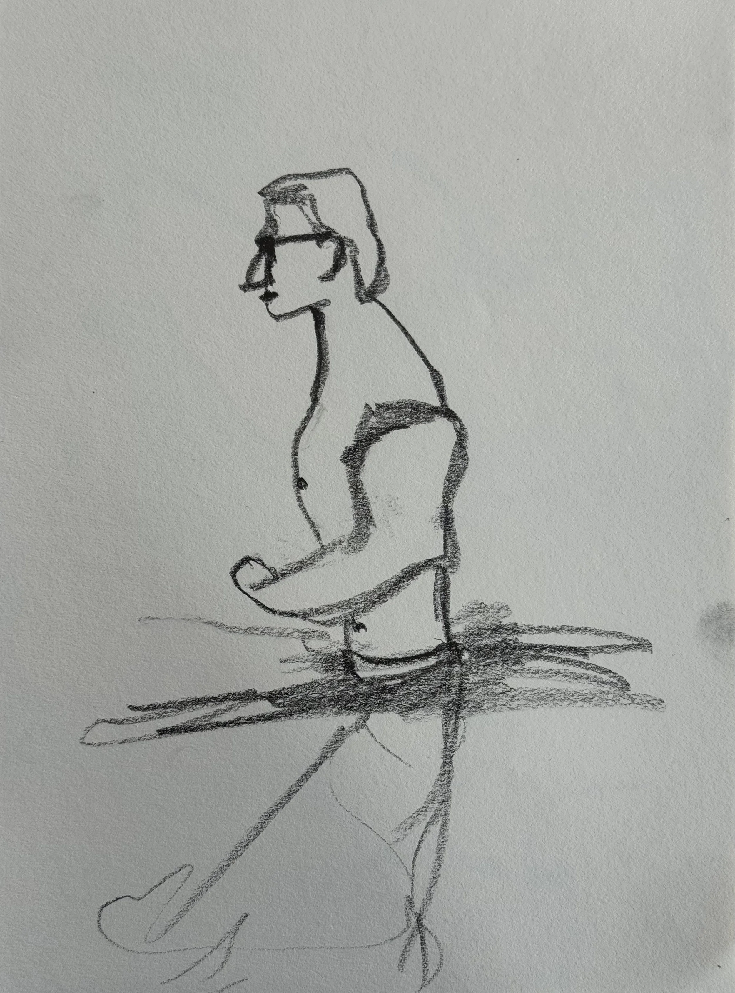 Man in Swimming Pool, 9x11 in. 2025, graphite on paper
