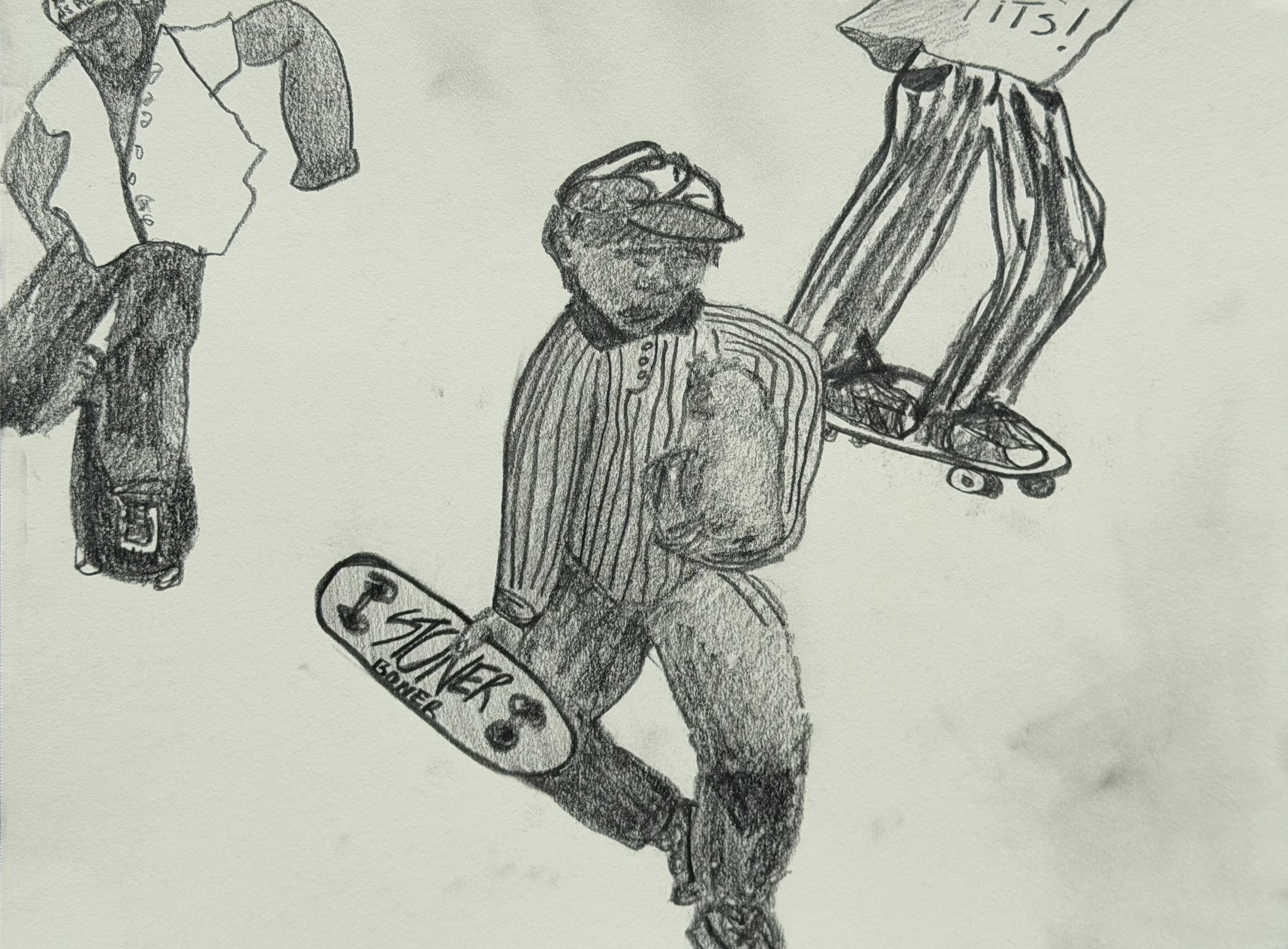Stoner Boner, graphite on paper, 9x12 inches, 2026
