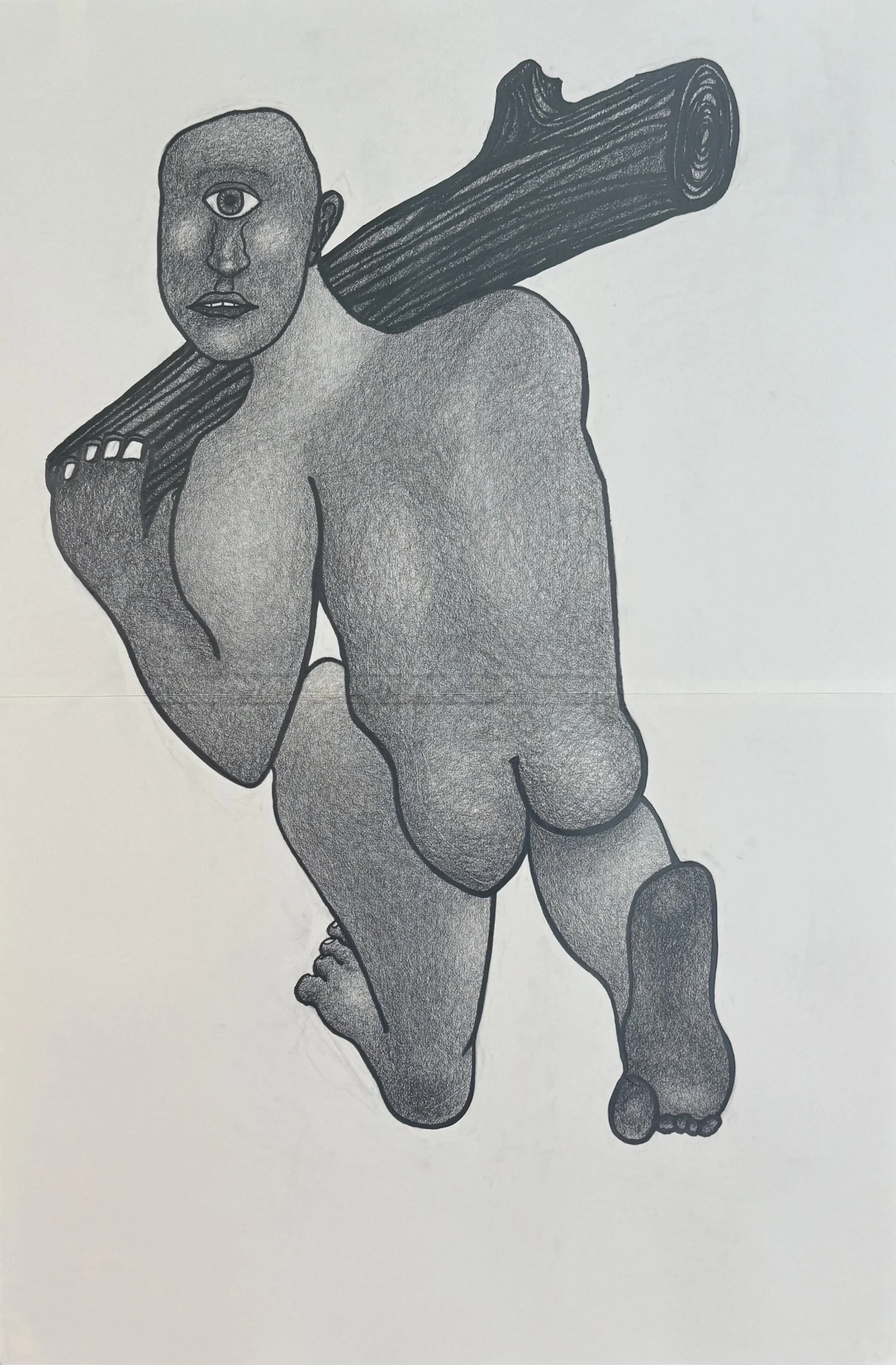 The Builder, graphite on paper, 54x24 inches, 2026