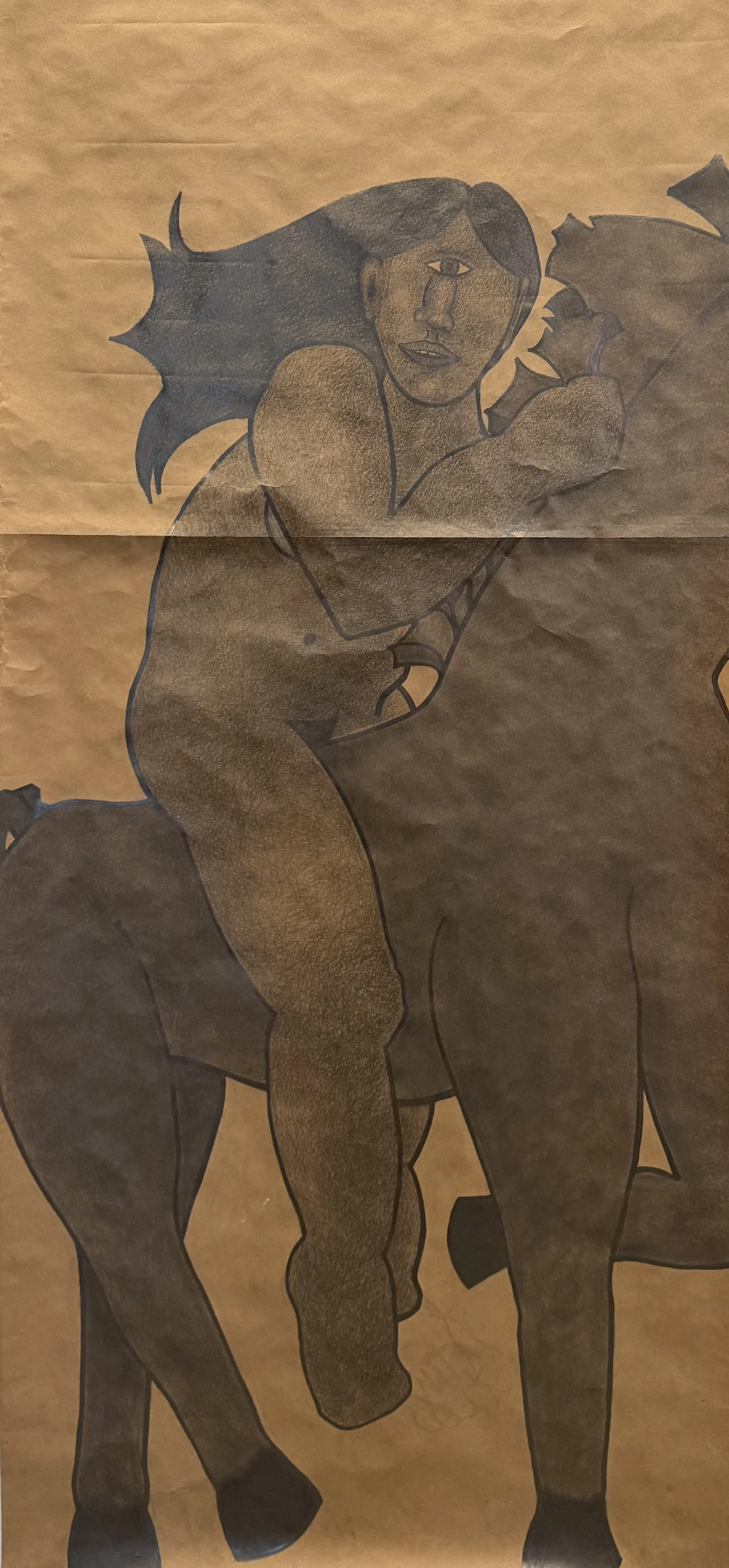 The Rider, graphite on paper, 66.5x30 inches, 2026