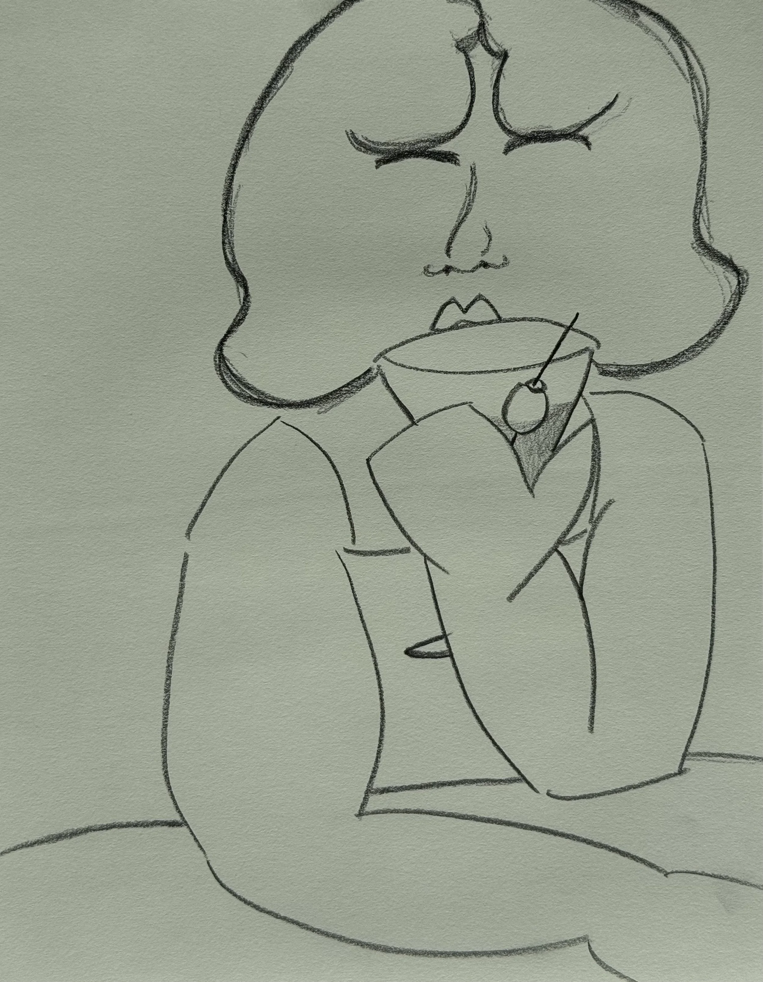 Le Soif, graphite on paper, 14x11 inches, 2025