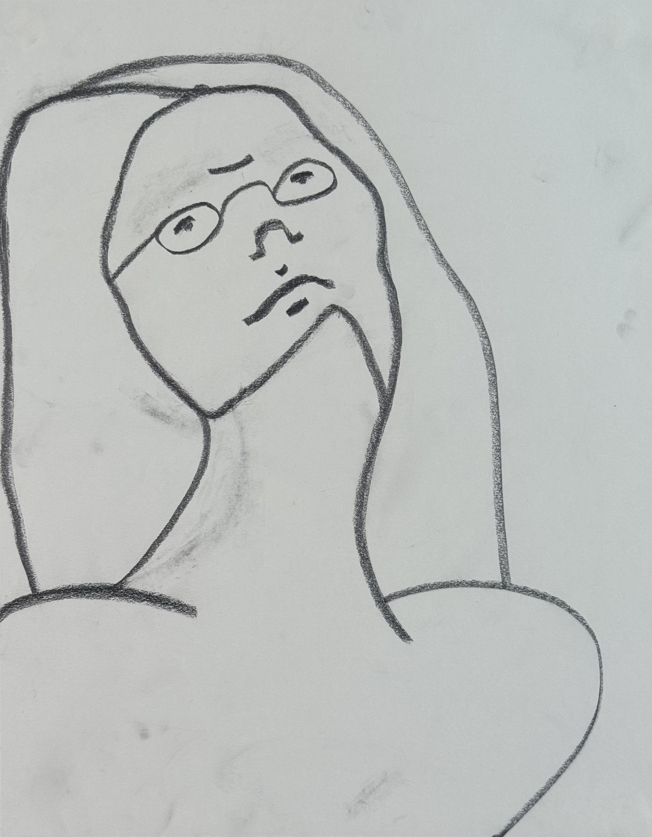 Stretching Woman, 11x14 in. 2025, graphite on paper
