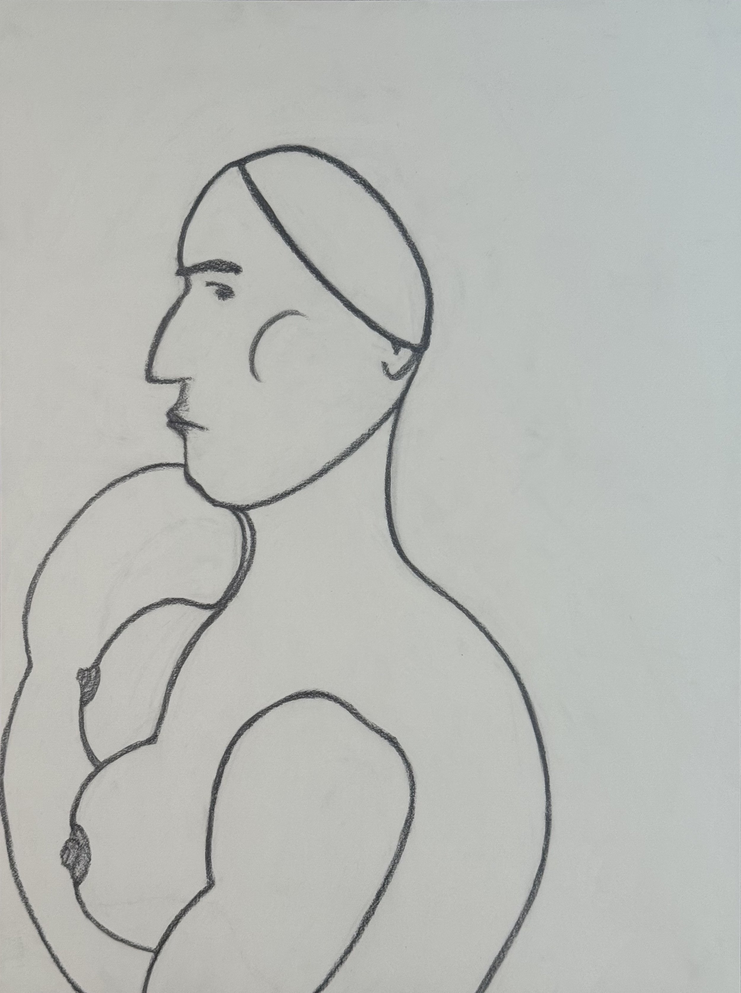 Venus with Short Hair, 18x24 in. 2025, graphite on paper