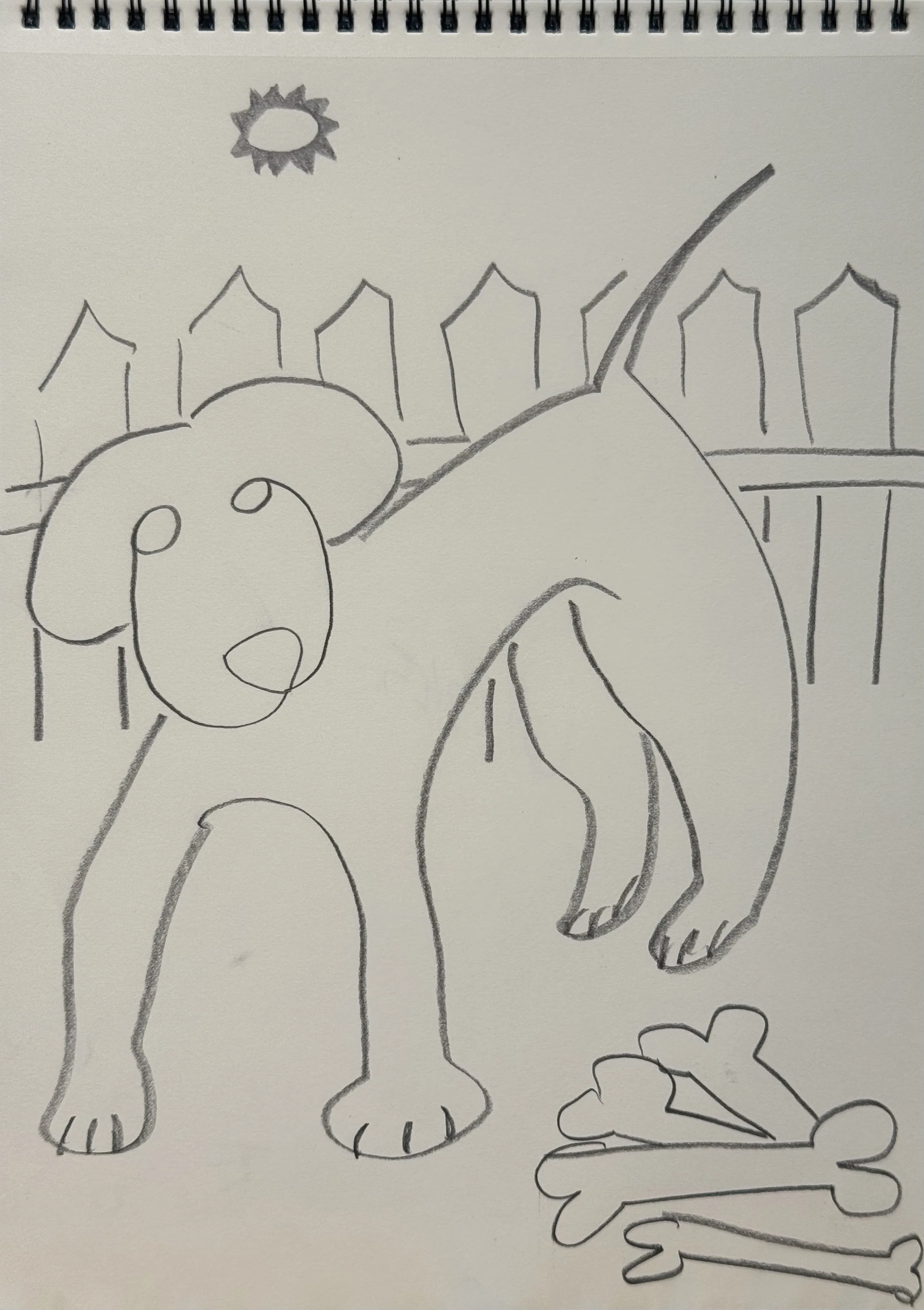 Three Bone Jerry, graphite on paper, 11x14 inches, 2025