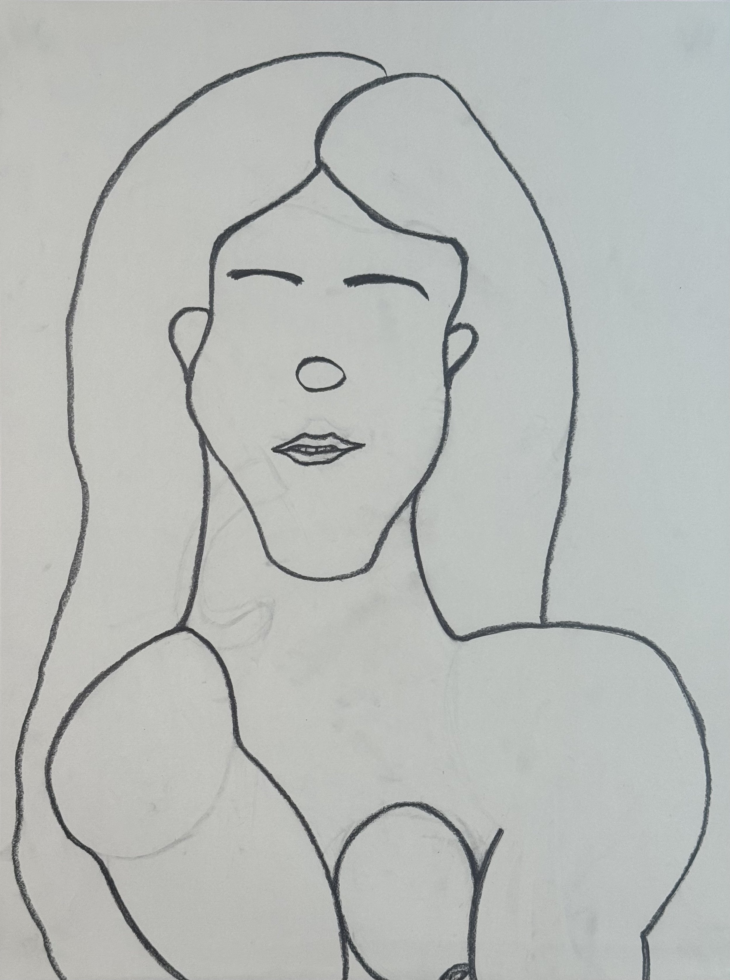 Venus with Olive Breast, 18x24 in. 2025, graphite on paper