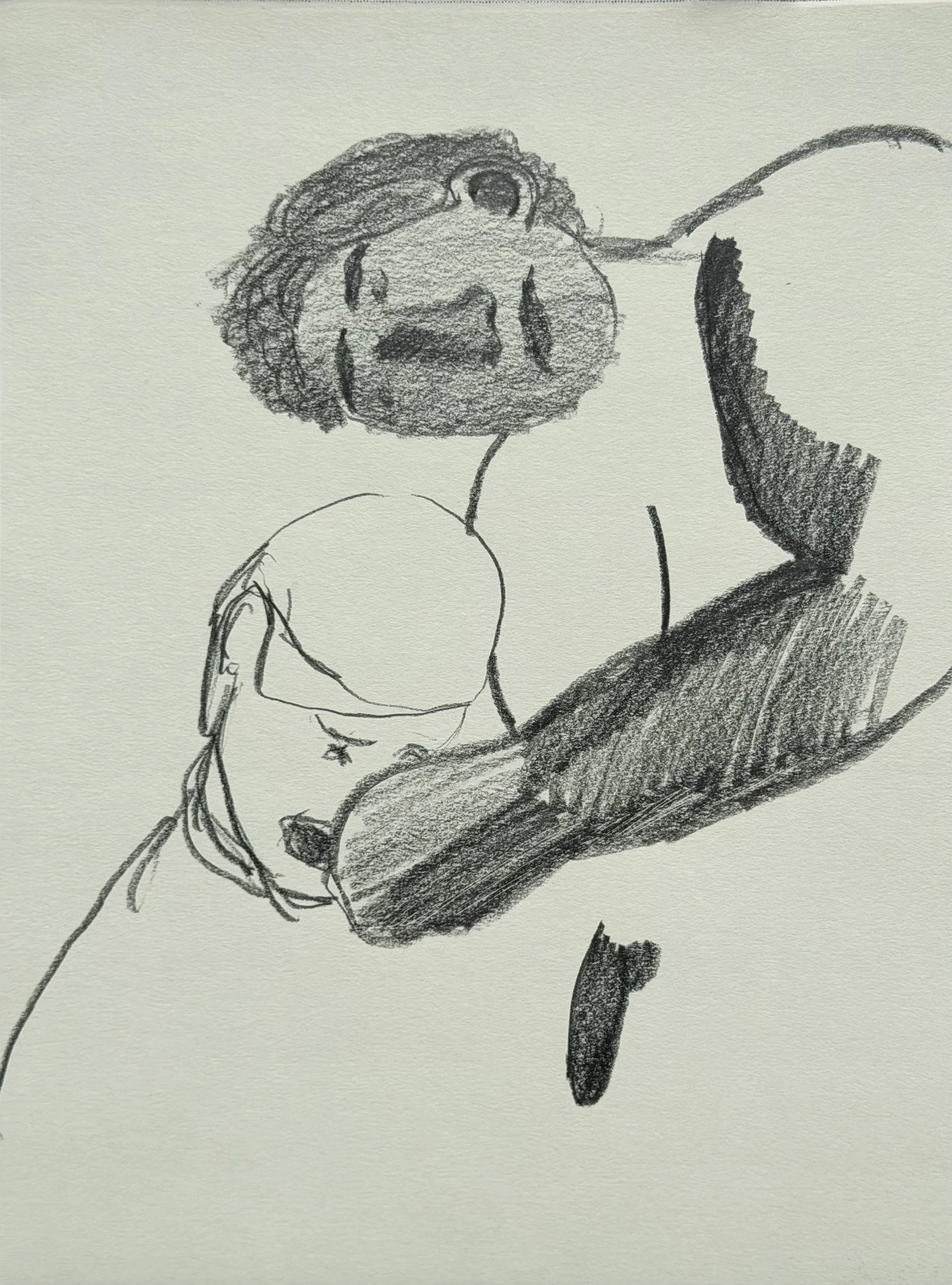 Embrace, graphite on paper, 12x9 inches, 2026