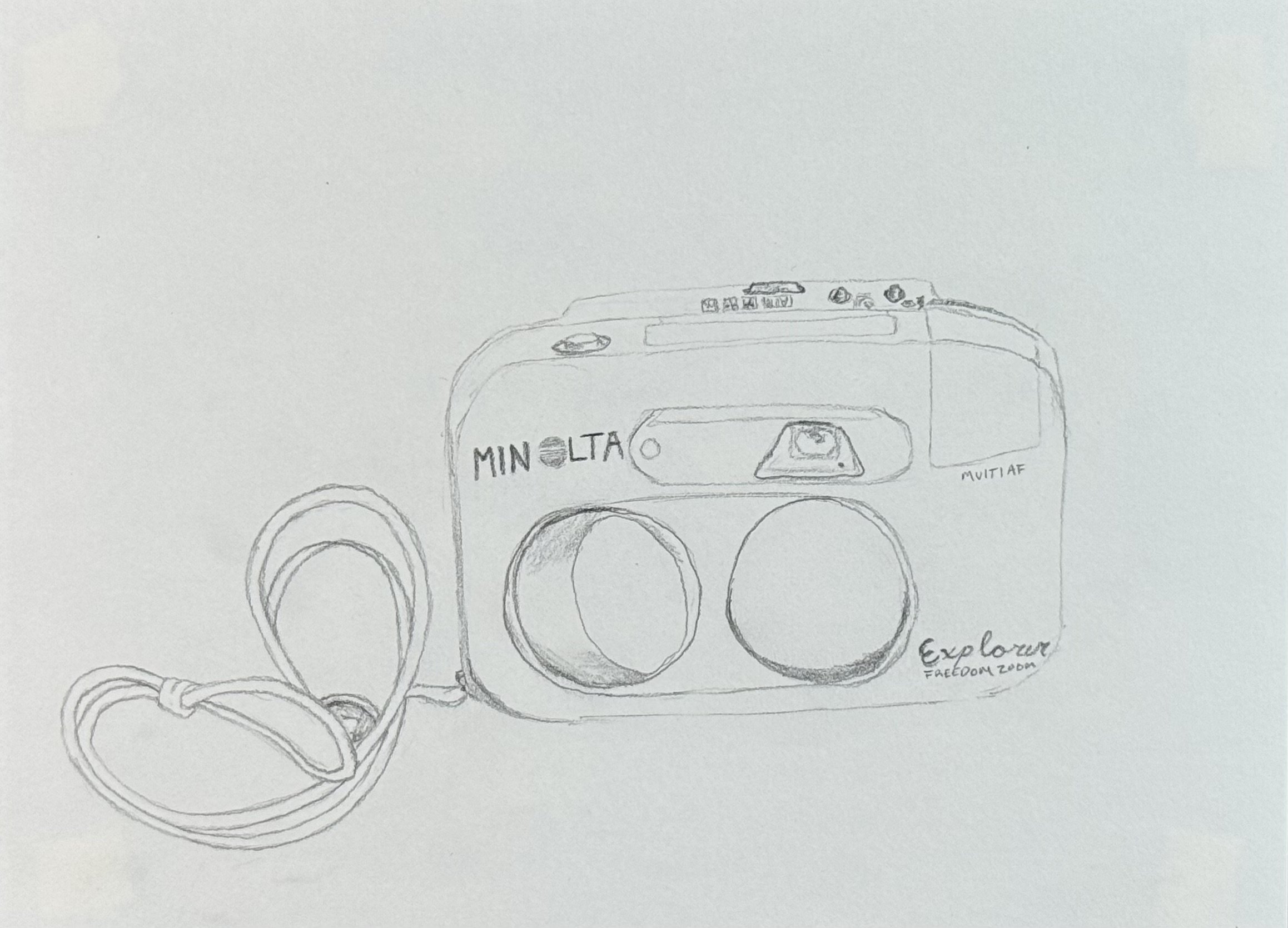 Minolta, , 6x8 in. 2023, graphite on paper