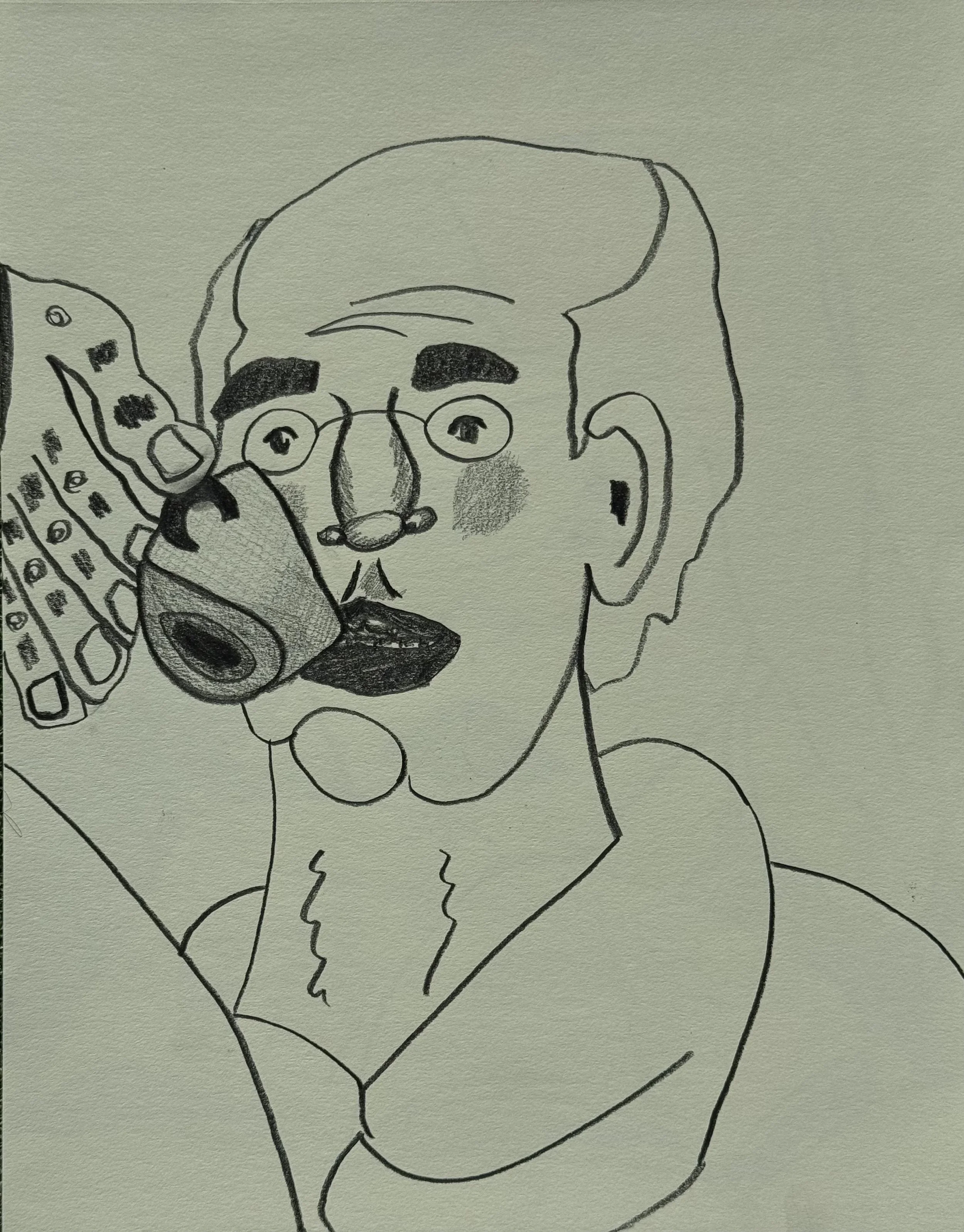 A Sip, graphite on paper, 14x11 inches, 2025