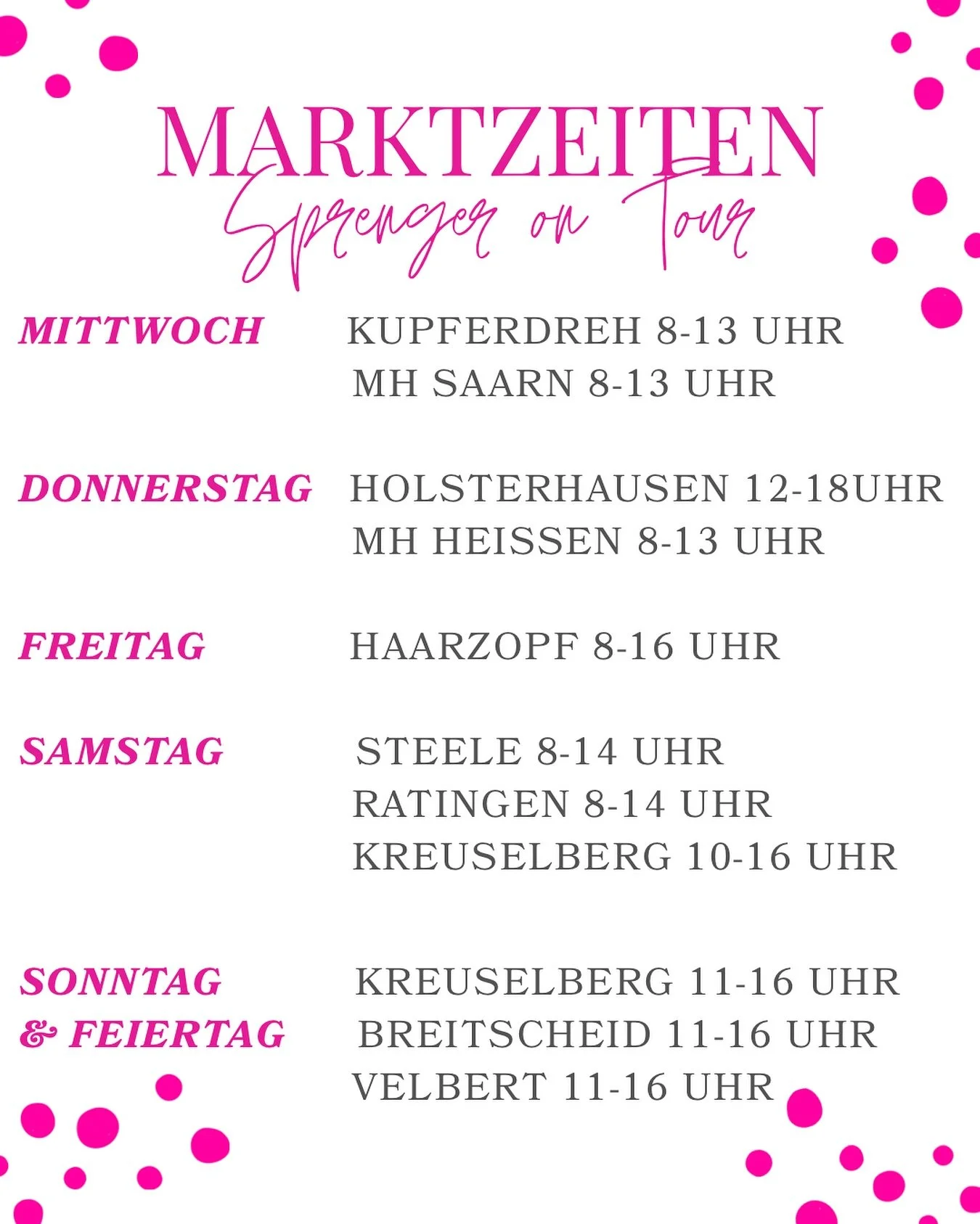Hier k&ouml;nnt ihr unser Mobil &uuml;ber die Woche finden
Wir freuen uns auf euch! 🩷🚚

#cafesprenger #sprengerontour #cake #essen #m&uuml;lheim #yummy #kuchen