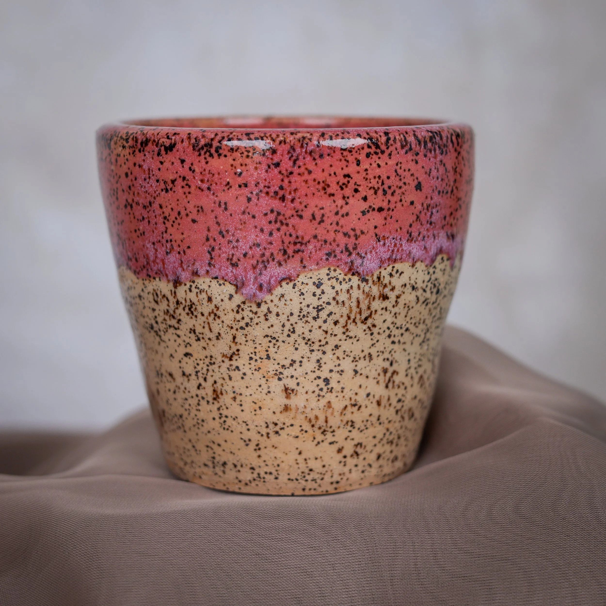 The Pavlof Mug - Handcrafted Ceramic Freckled Pink Dipped Glaze Mug