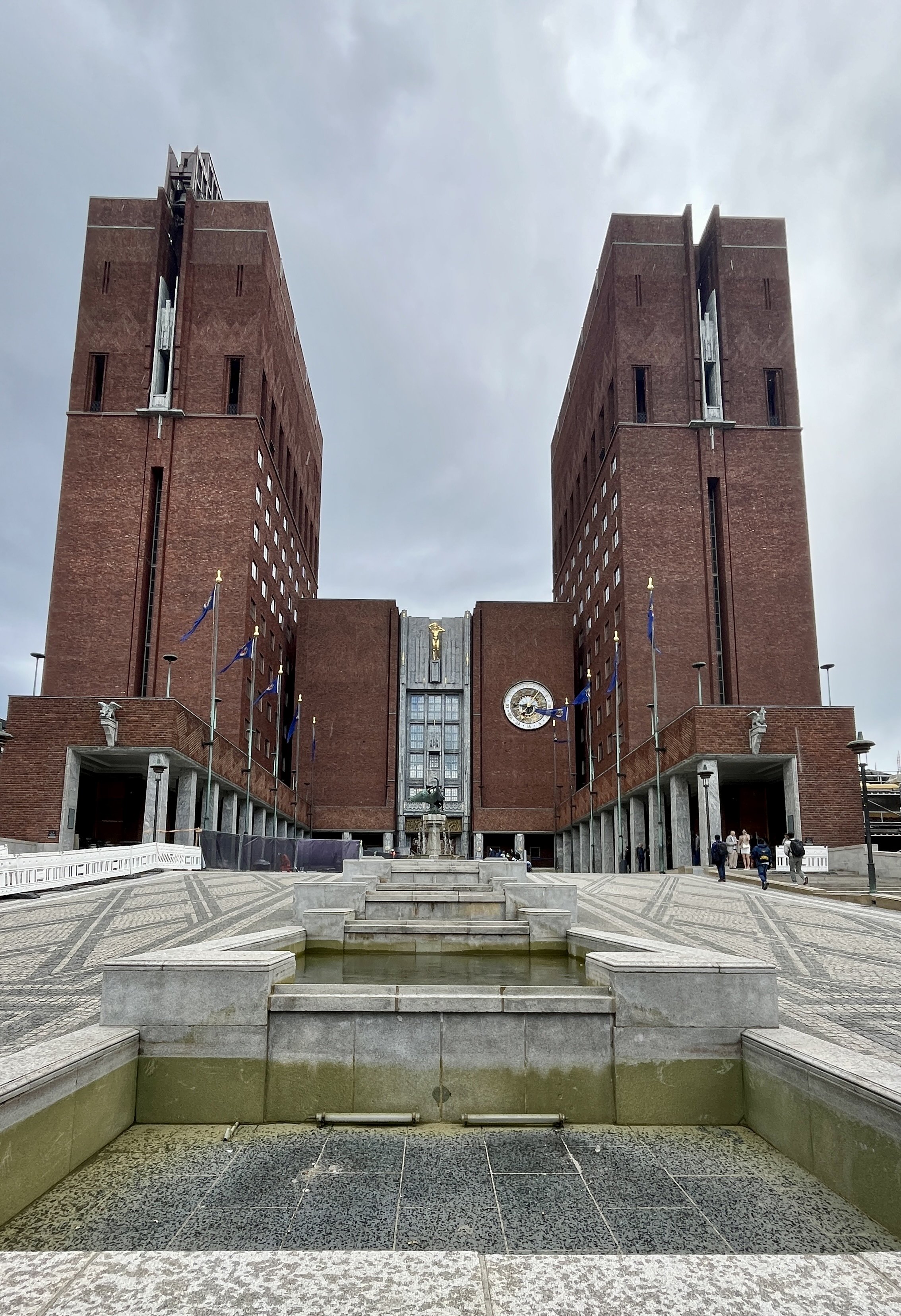Took a ferry back to the city center for a quick peek in the imposing Oslo City Hall.