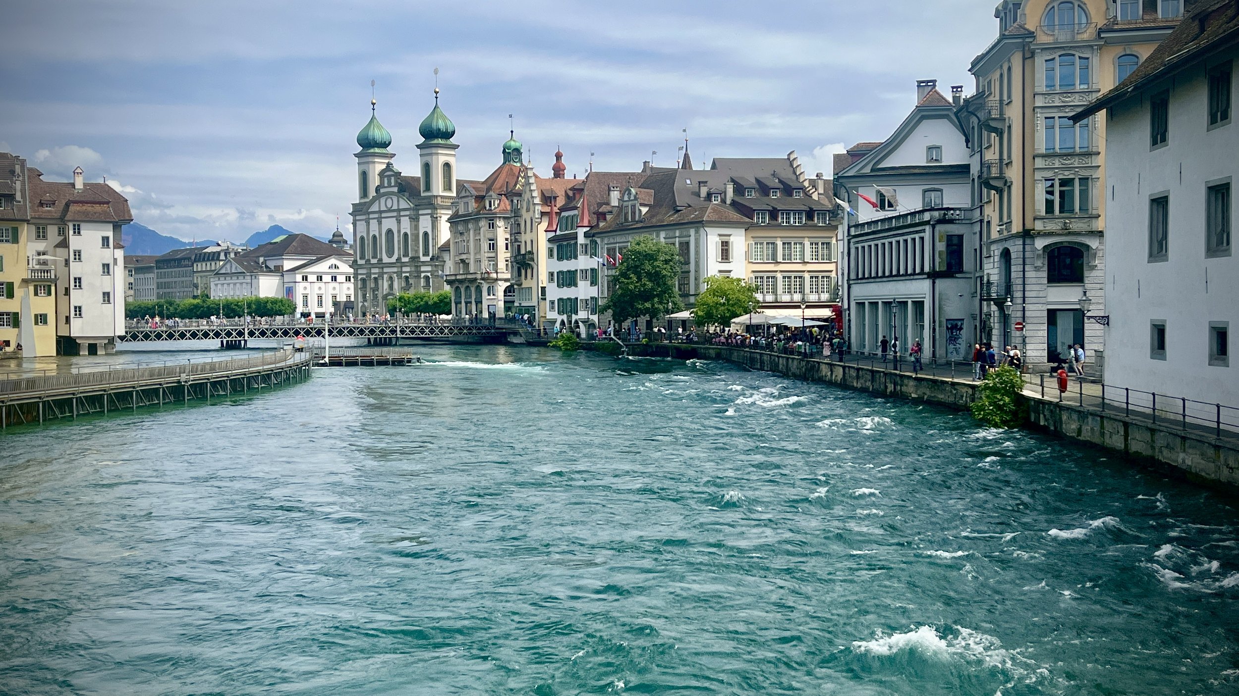 A beautiful train ride through the Alps on a clear day and suddenly we’re in Lucerne, Switzerland.