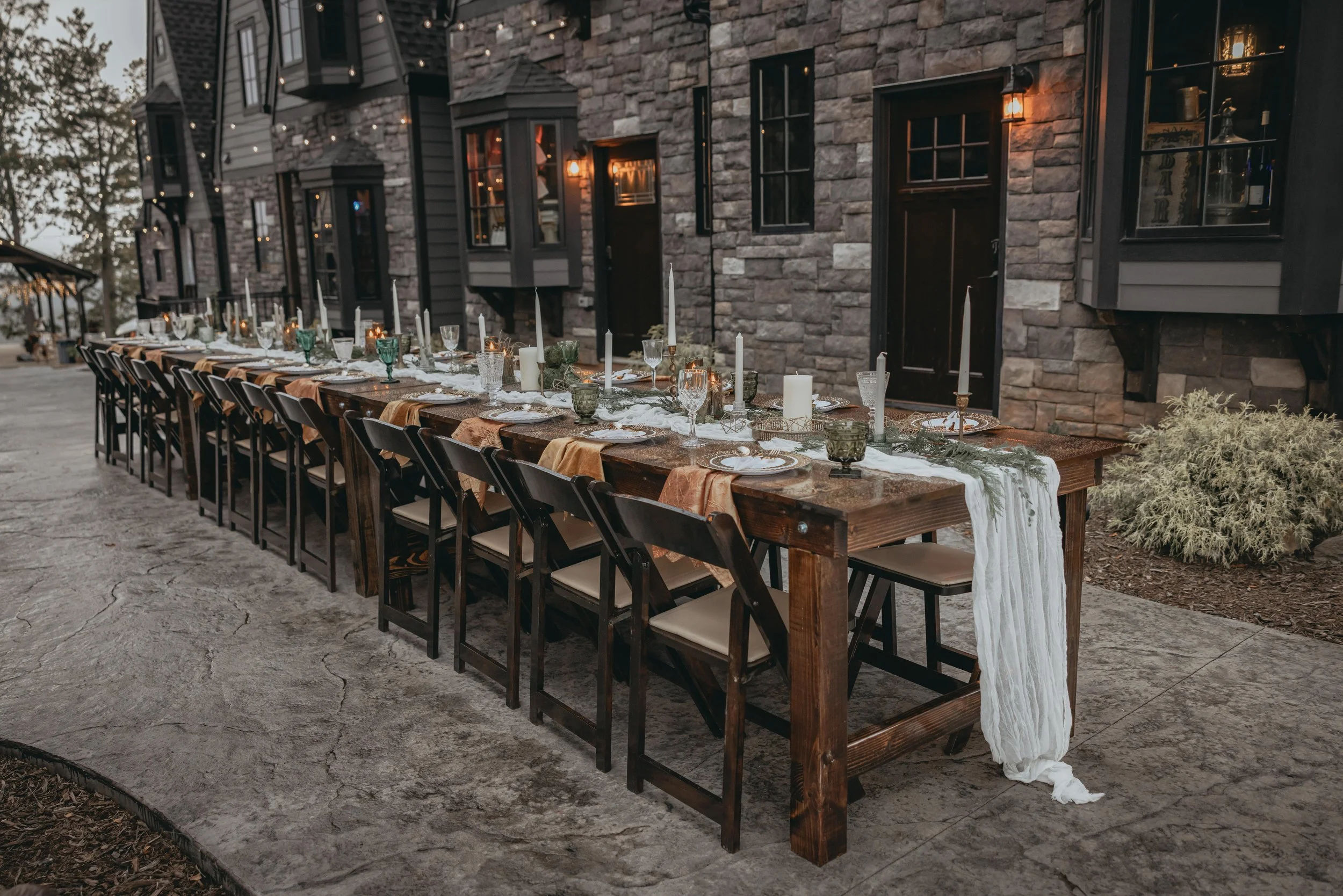 Luxury rustic wood farm table rental for weddings in East Tennessee